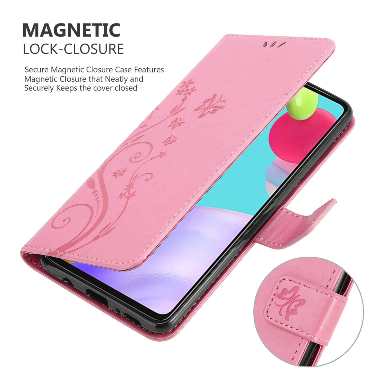 Cadorabo Hülle für Samsung Galaxy A52 (4G / 5G) / A52s Schutz Hülle in Rosa Schutzhülle Handy Hülle Etui Case Blumen