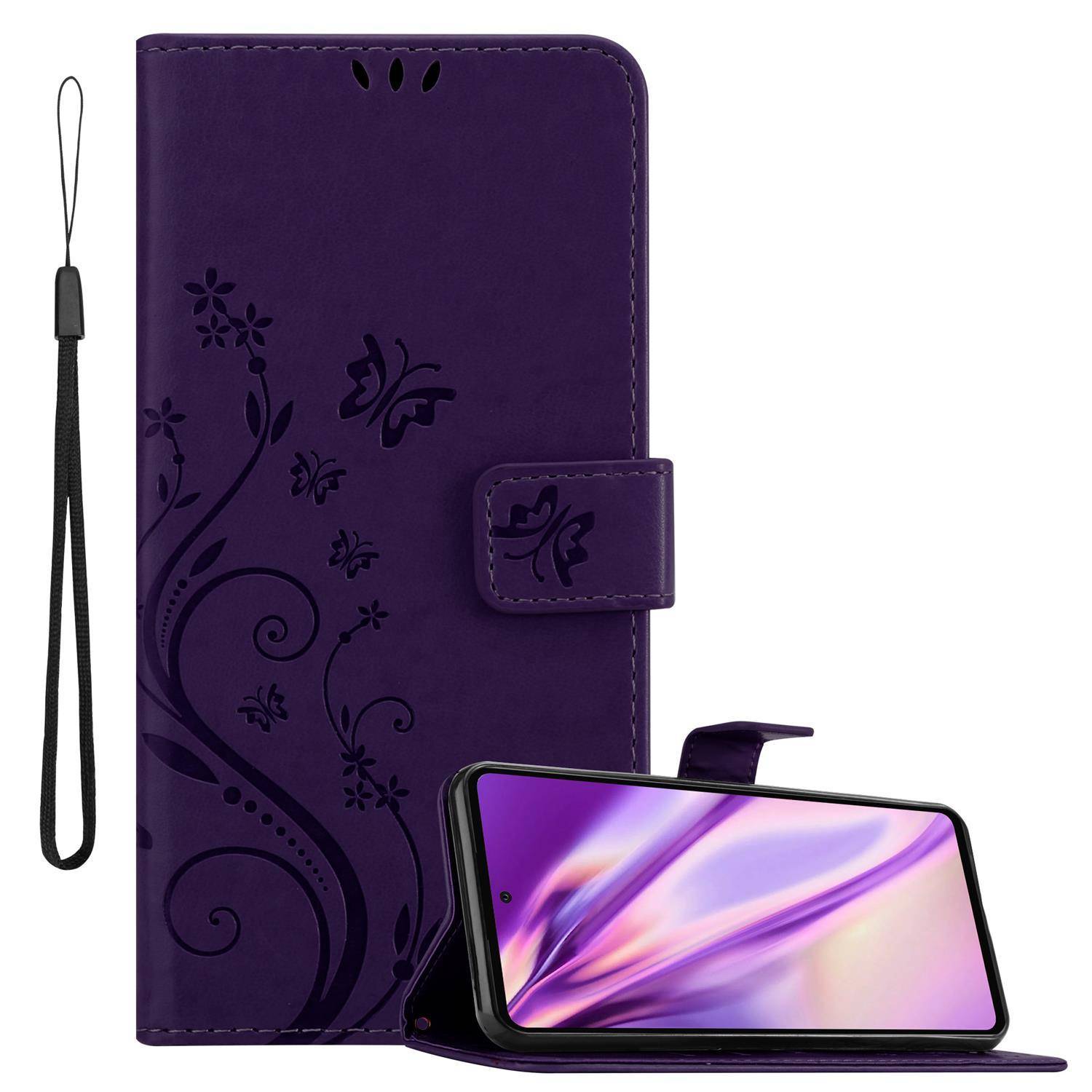 Cadorabo Hülle für Samsung Galaxy A72 4G / 5G Schutz Hülle in Lila Schutzhülle Handy Hülle Etui Case Blumen Flower