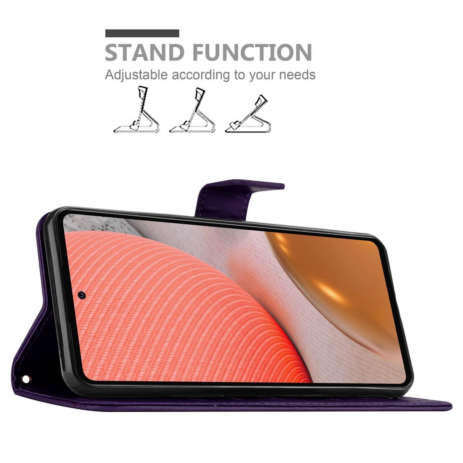 Cadorabo Hülle für Samsung Galaxy A72 4G / 5G Schutz Hülle in Lila Schutzhülle Handy Hülle Etui Case Blumen Flower