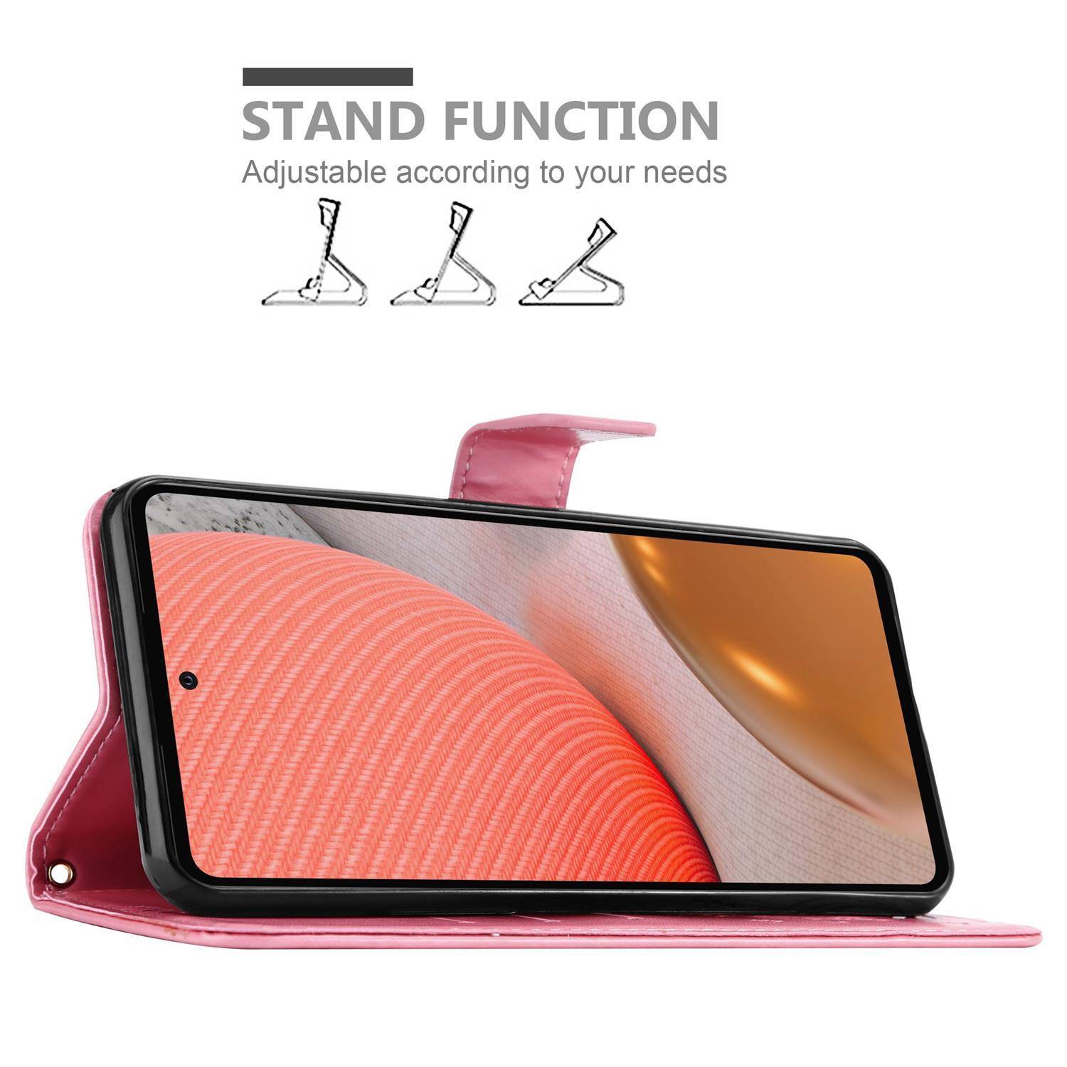 Cadorabo Hülle für Samsung Galaxy A72 4G / 5G Schutz Hülle in Rosa Schutzhülle Handy Hülle Etui Case Blumen Flower