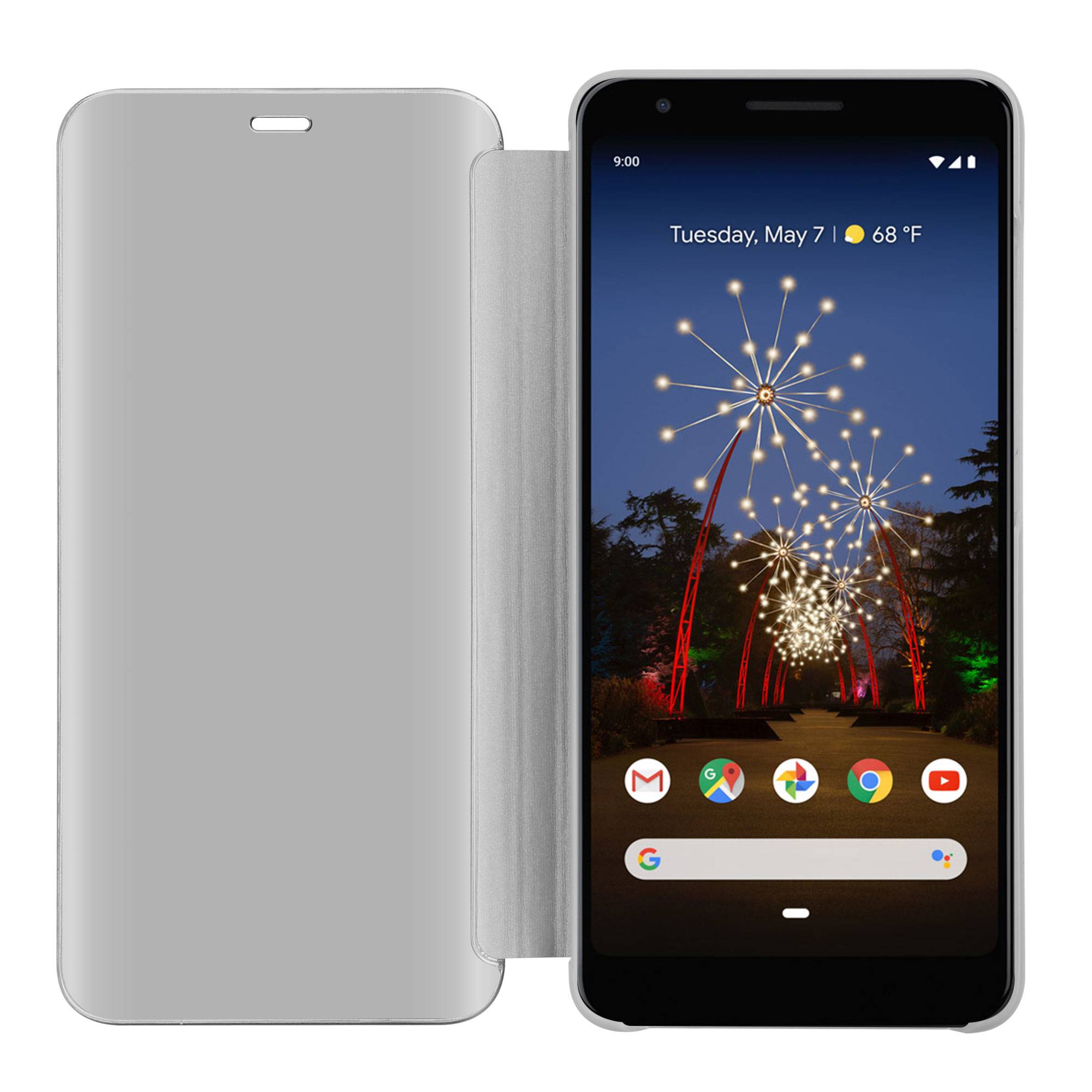 Cadorabo Handyhülle für Google PIXEL 3A XL in Silber Cover Backcover Schutzhülle Book Case Booklet