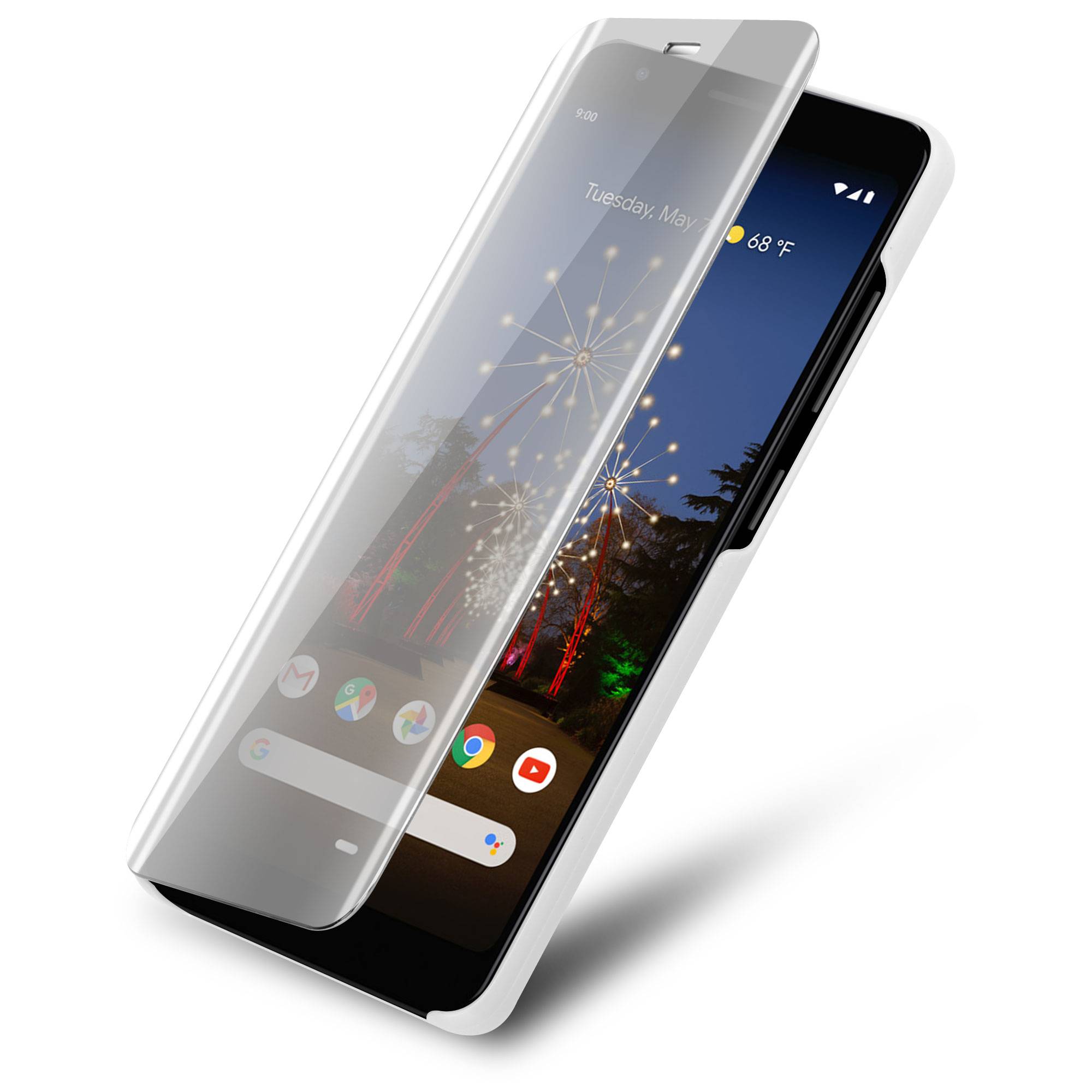 Cadorabo Handyhülle für Google PIXEL 3A XL in Silber Cover Backcover Schutzhülle Book Case Booklet