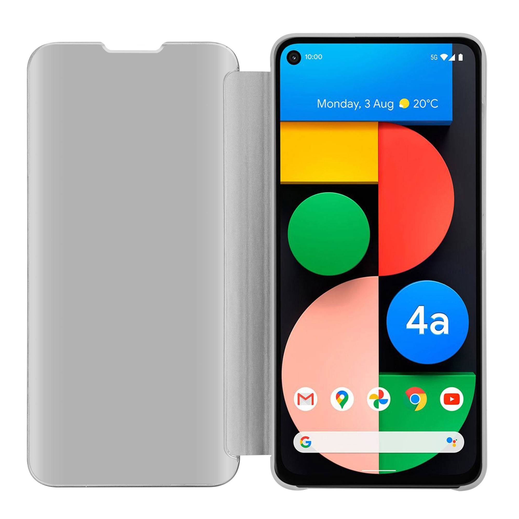 Cadorabo Handyhülle für Google PIXEL 4A in Silber Cover Backcover Schutzhülle Book Case Booklet