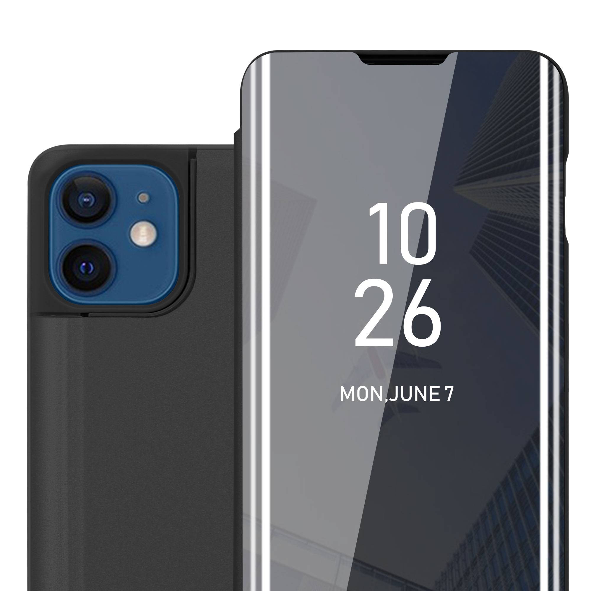 Cadorabo Handyhülle für Apple iPhone 12 / 12 PRO in Schwarz Cover Backcover Schutzhülle Book Case Booklet