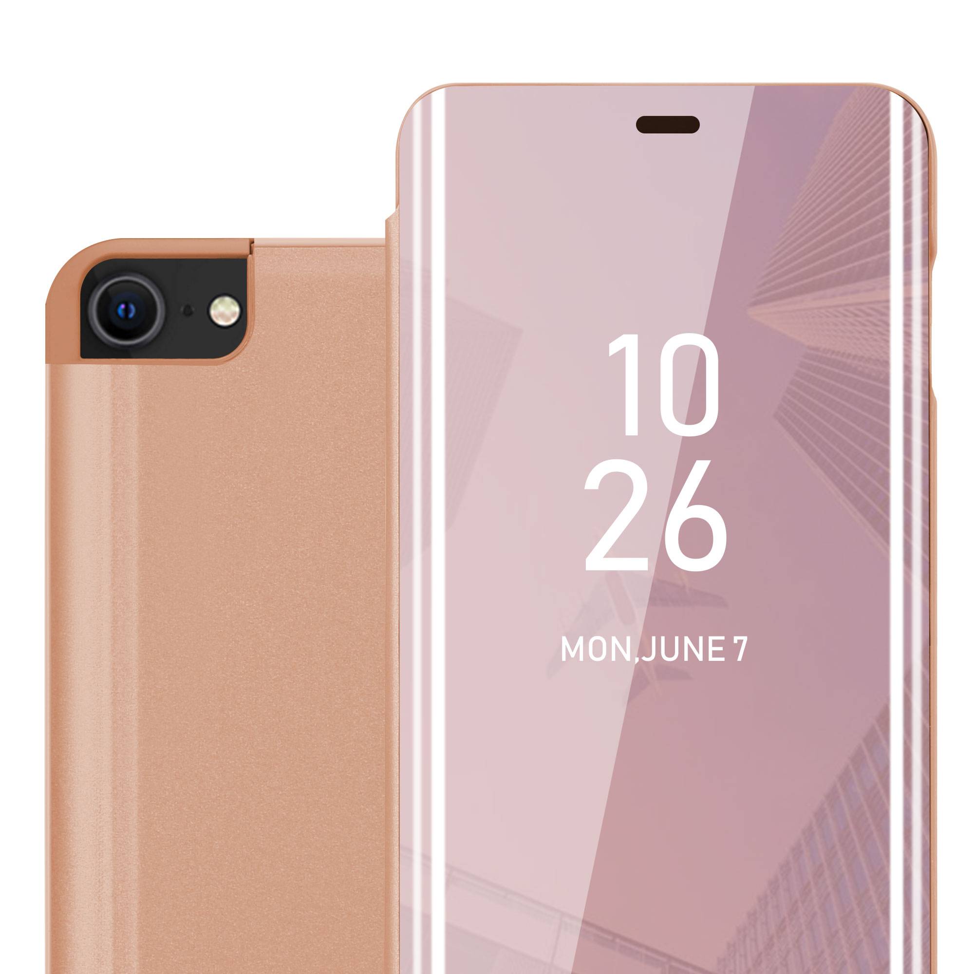 Cadorabo Handyhülle für Apple iPhone 7 / 7S / 8 / SE 2020 in Pink Cover Backcover Schutzhülle Book Case Booklet