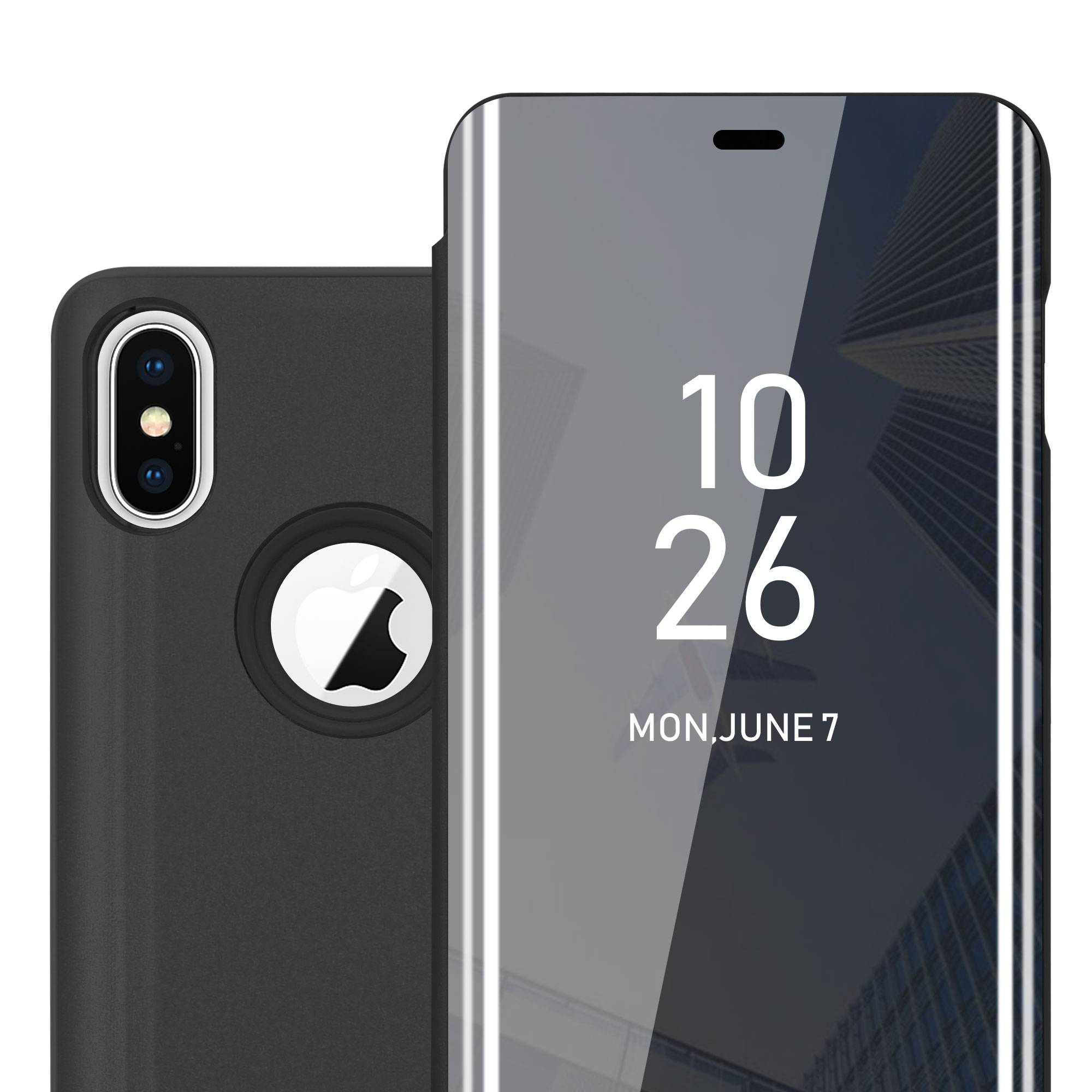 Cadorabo Handyhülle für Apple iPhone X / XS in Schwarz Cover Backcover Schutzhülle Book Case Booklet