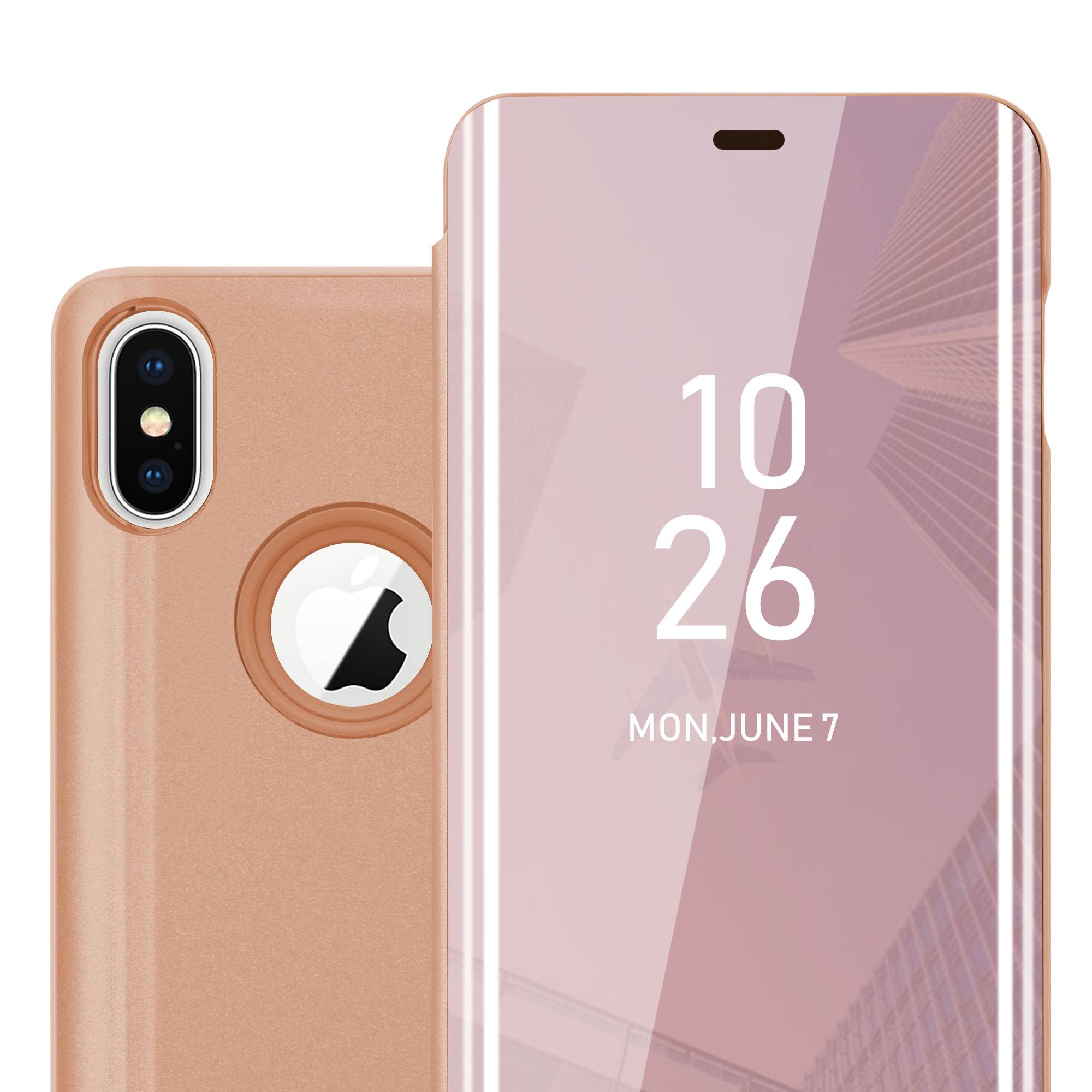 Cadorabo Handyhülle für Apple iPhone X / XS in Pink Cover Backcover Schutzhülle Book Case Booklet