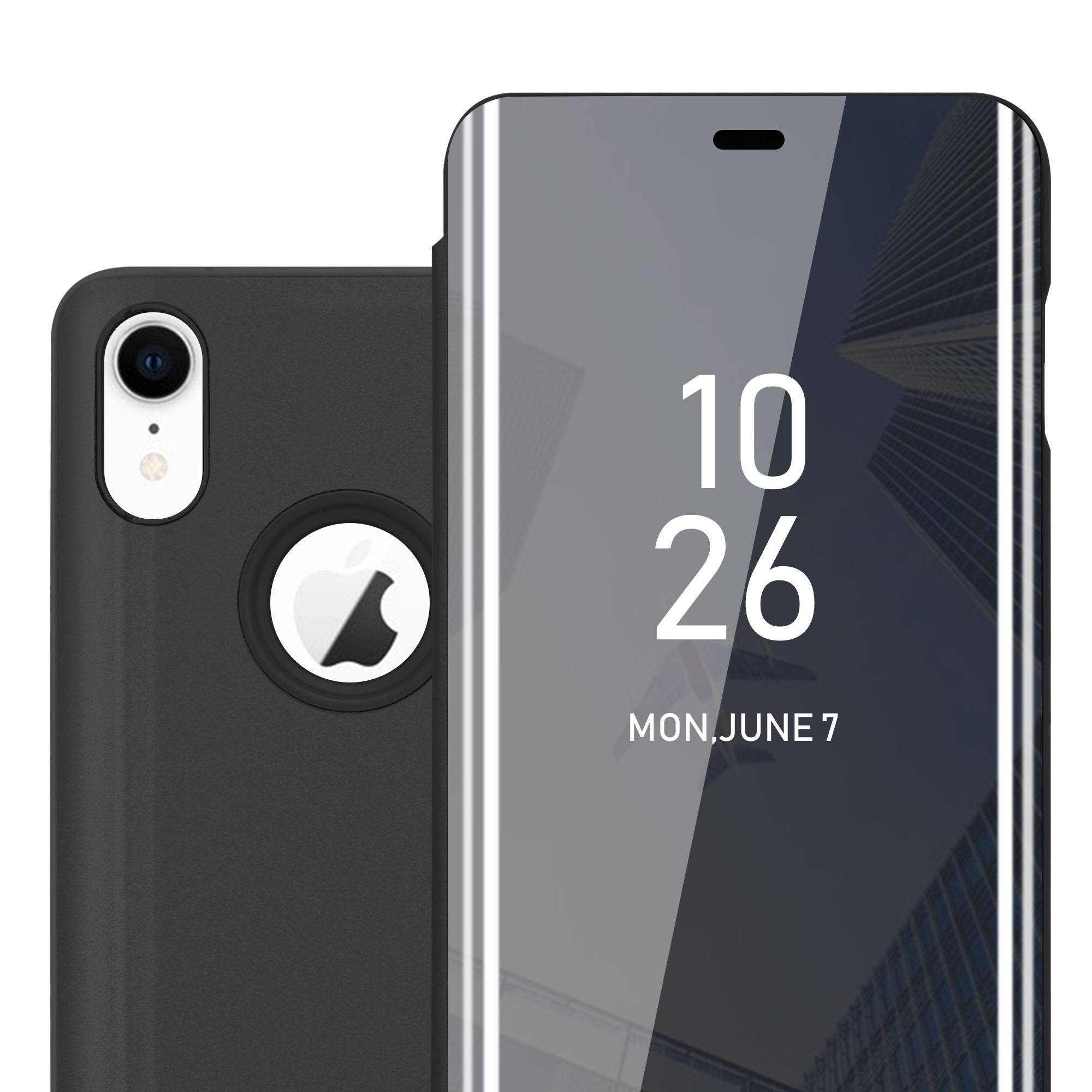 Cadorabo Handyhülle für Apple iPhone XR in Schwarz Cover Backcover Schutzhülle Book Case Booklet