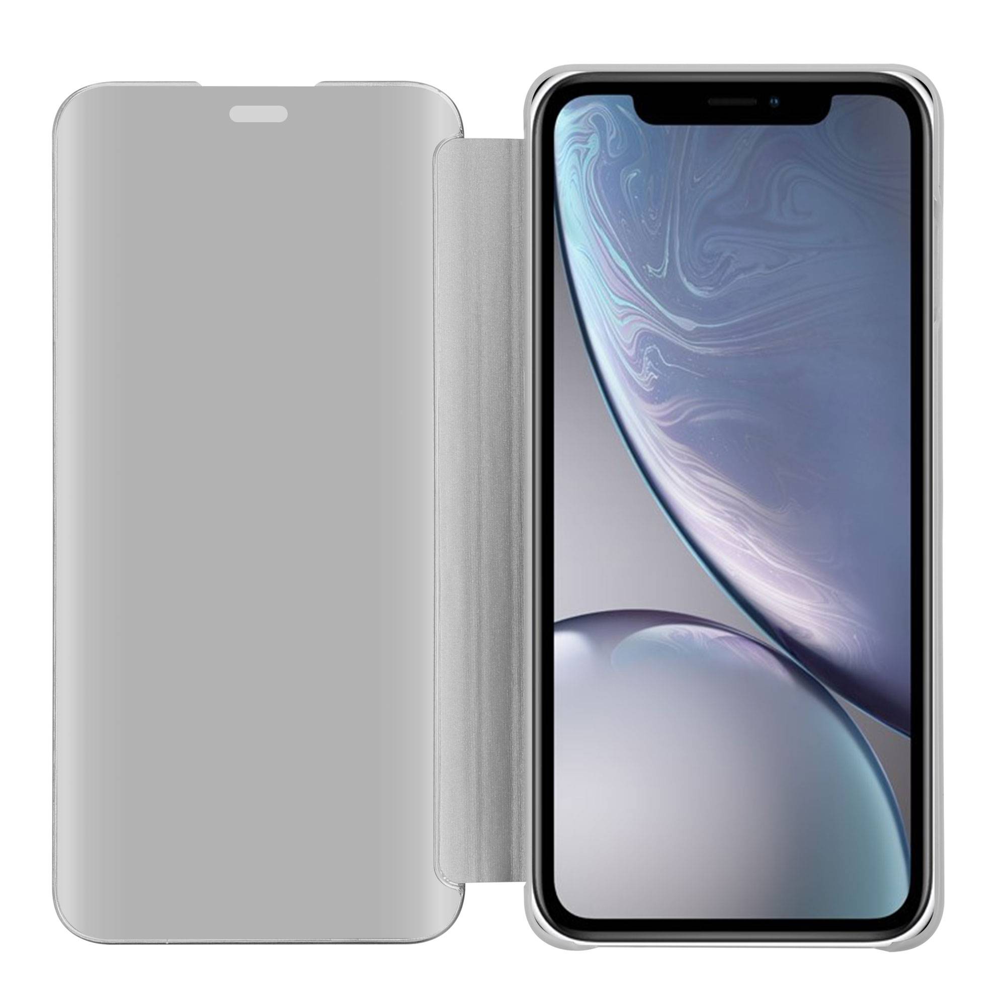 Cadorabo Handyhülle für Apple iPhone XR in Silber Cover Backcover Schutzhülle Book Case Booklet