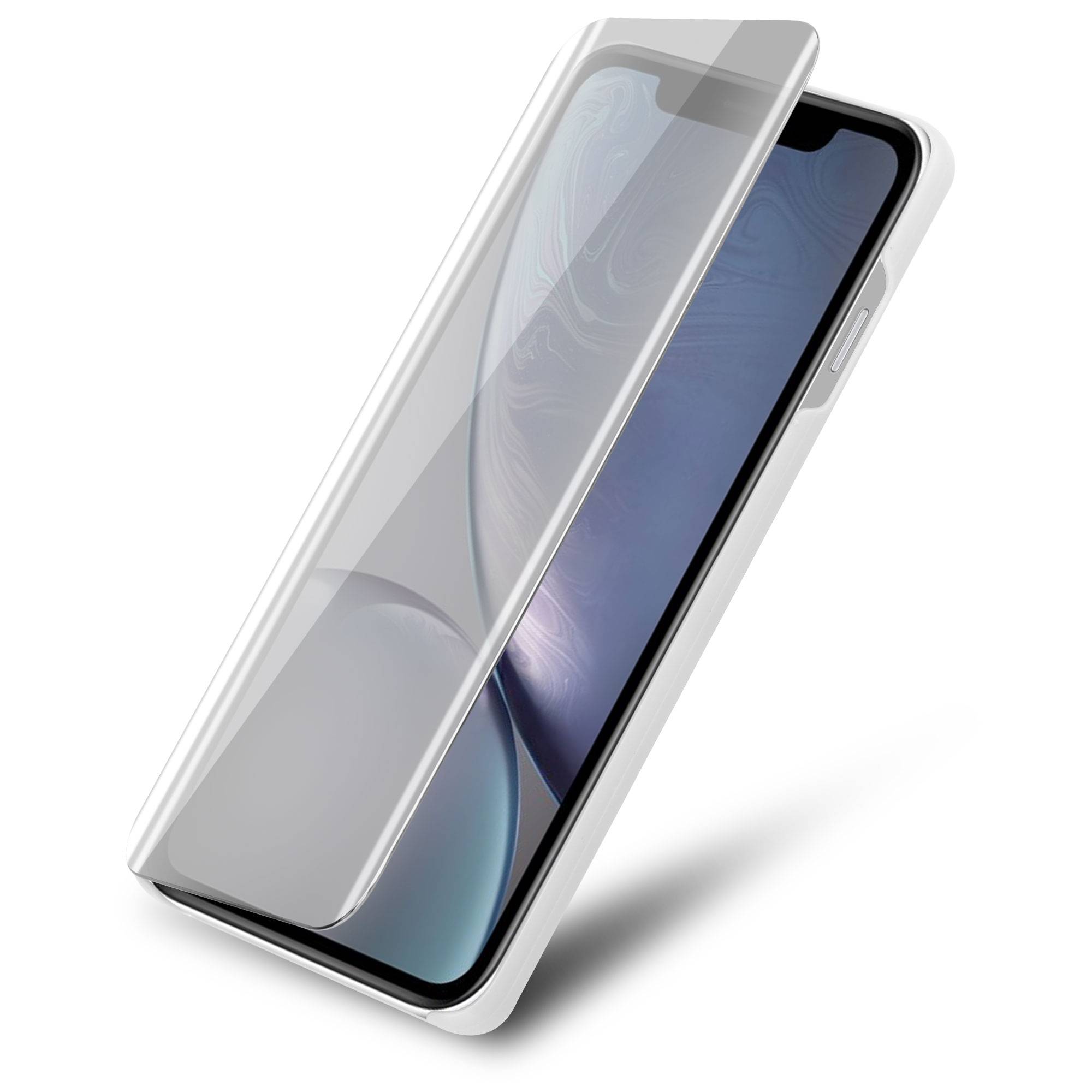 Cadorabo Handyhülle für Apple iPhone XR in Silber Cover Backcover Schutzhülle Book Case Booklet