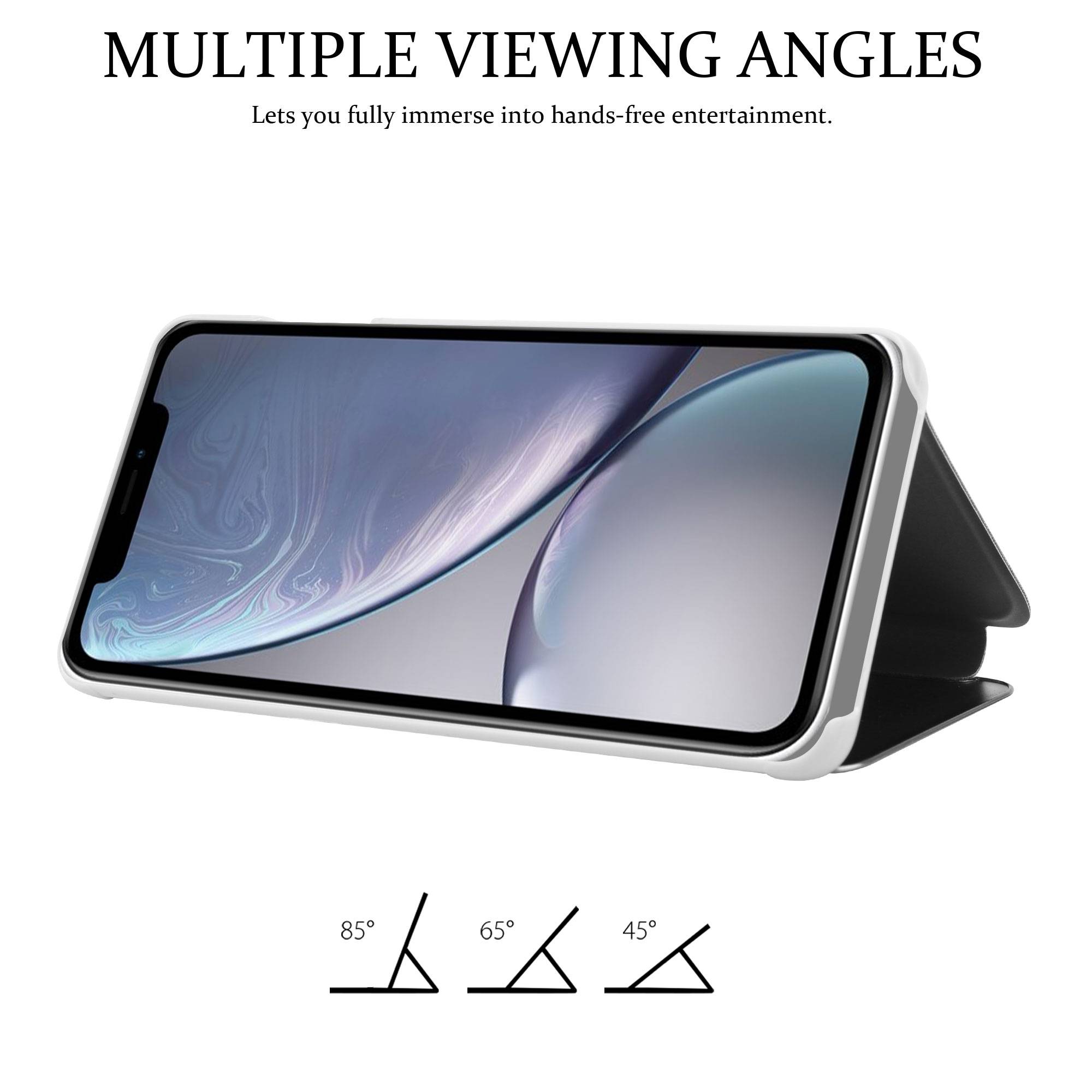 Cadorabo Handyhülle für Apple iPhone XR in Silber Cover Backcover Schutzhülle Book Case Booklet