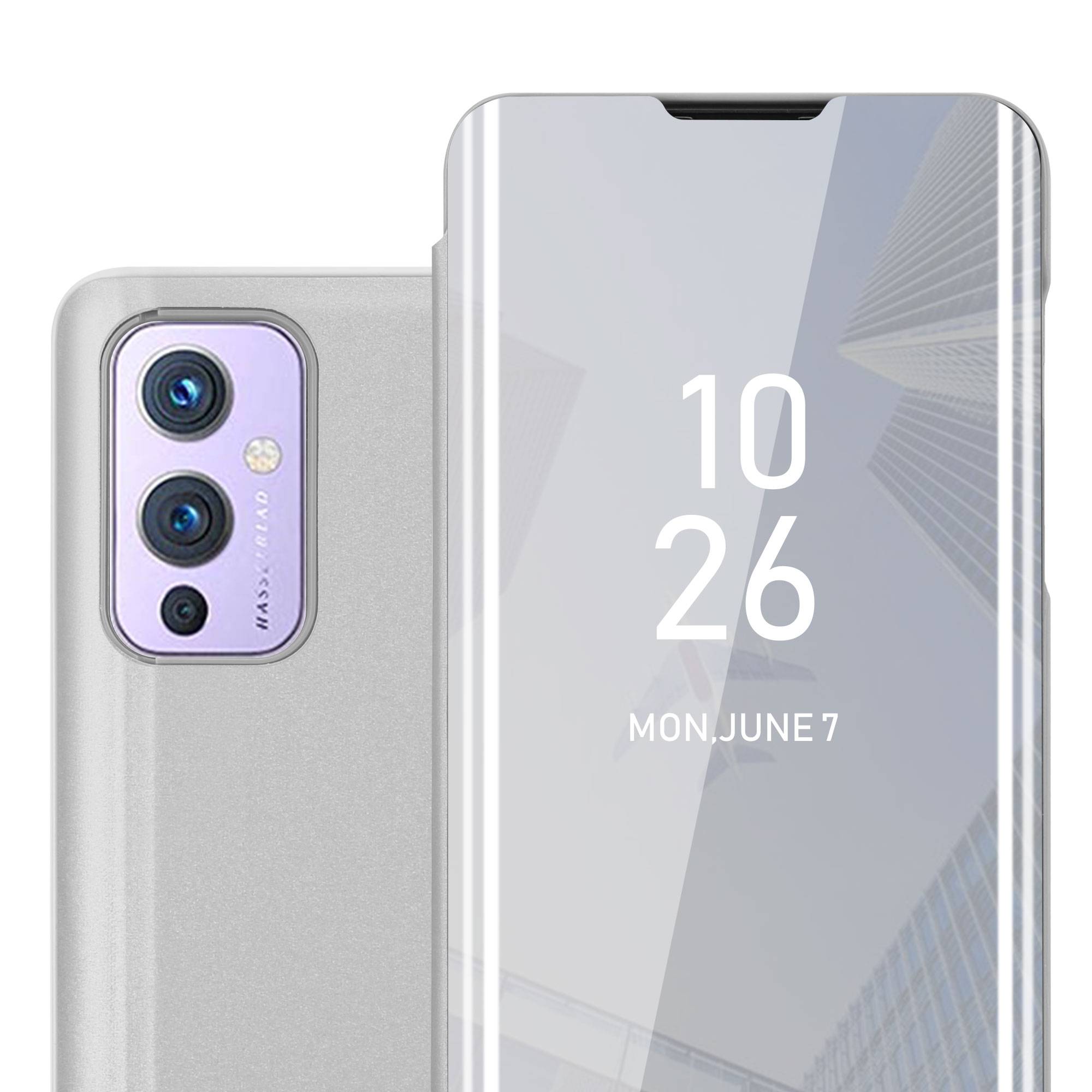 Cadorabo Handyhülle für OnePlus 9 in Silber Cover Backcover Schutzhülle Book Case Booklet