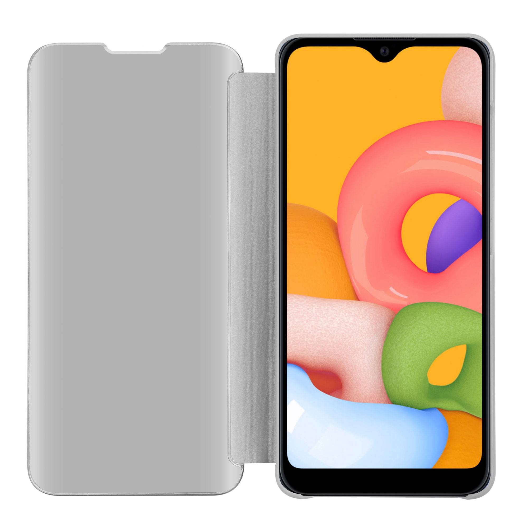 Cadorabo Handyhülle für Samsung Galaxy A01 in Silber Cover Backcover Schutzhülle Book Case Booklet