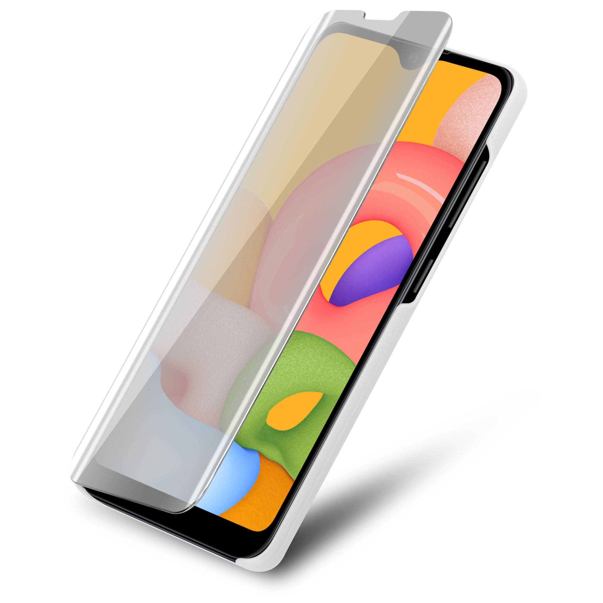 Cadorabo Handyhülle für Samsung Galaxy A01 in Silber Cover Backcover Schutzhülle Book Case Booklet