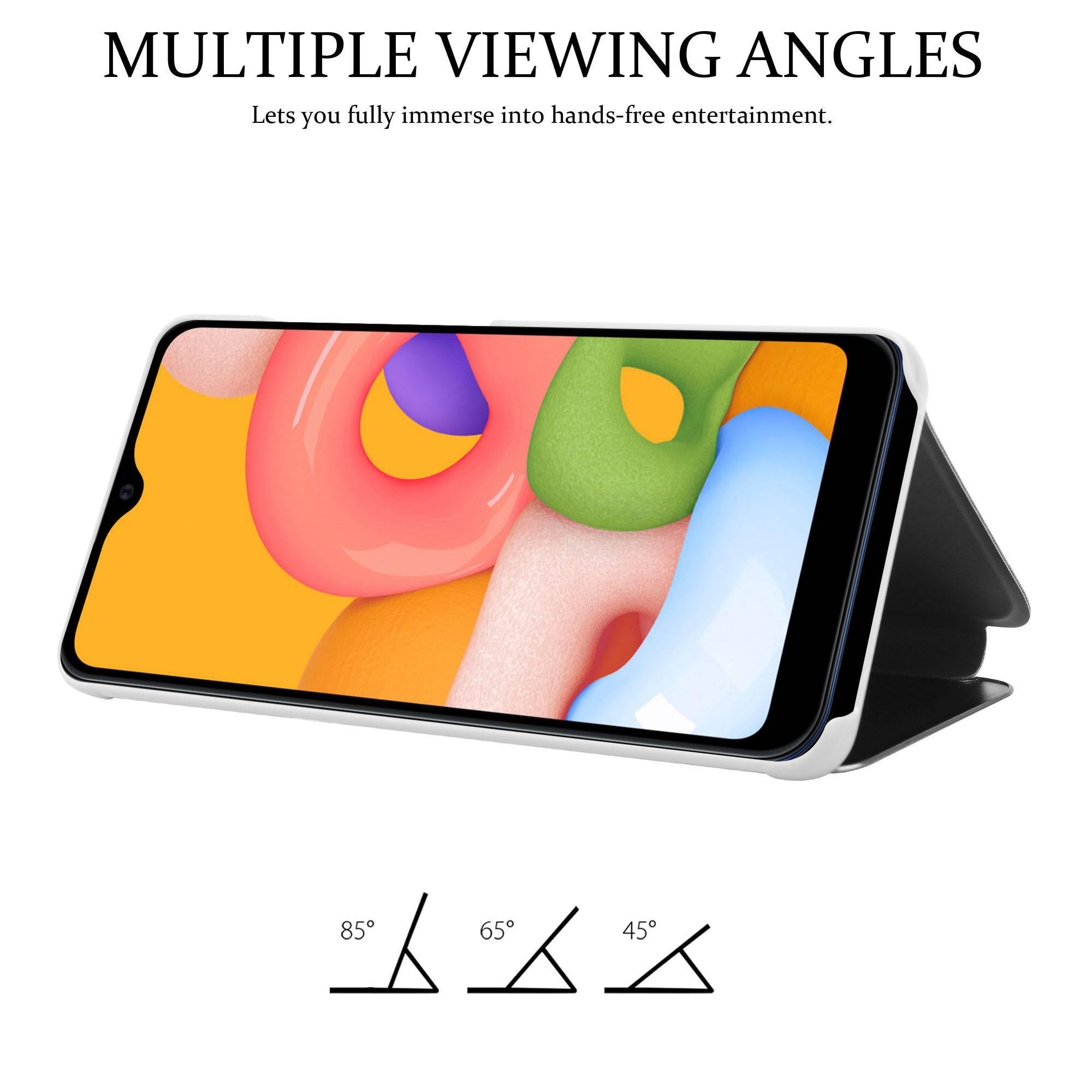 Cadorabo Handyhülle für Samsung Galaxy A01 in Silber Cover Backcover Schutzhülle Book Case Booklet