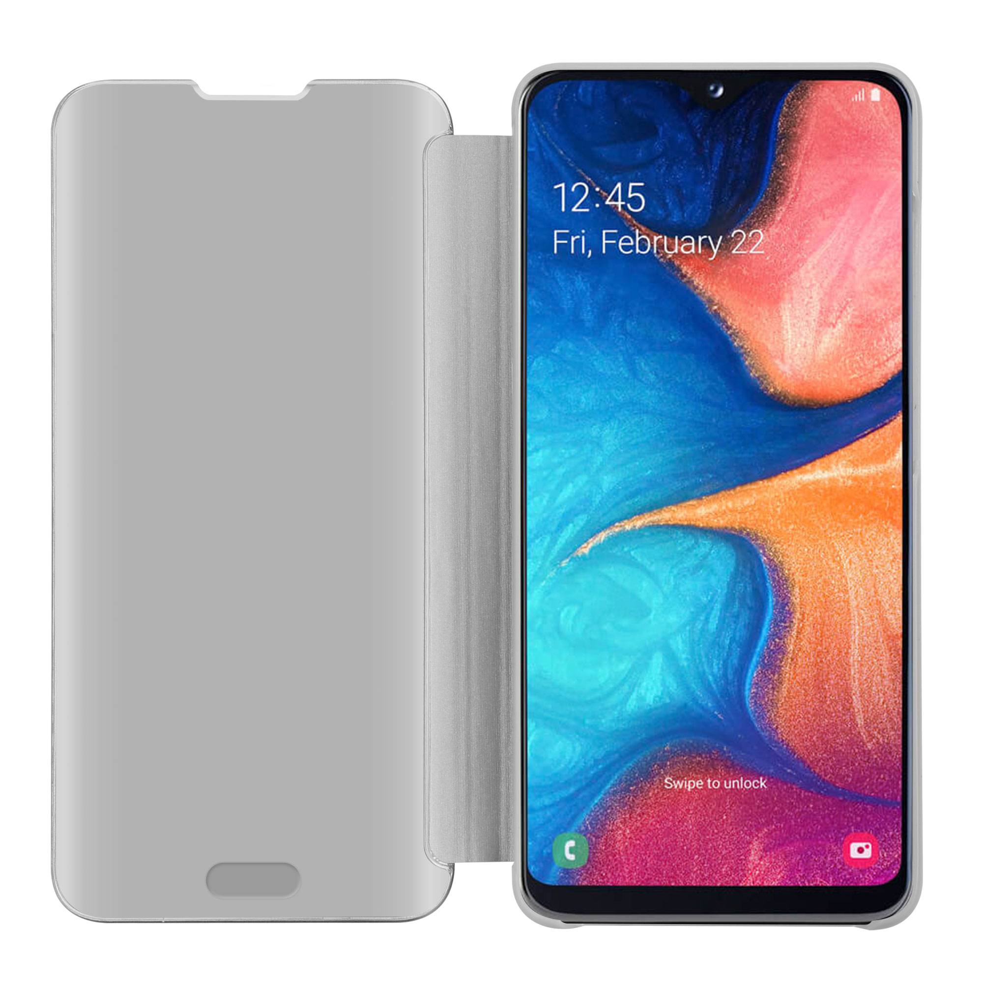 Cadorabo Handyhülle für Samsung Galaxy A10e / A20e in Silber Cover Backcover Schutzhülle Book Case Booklet