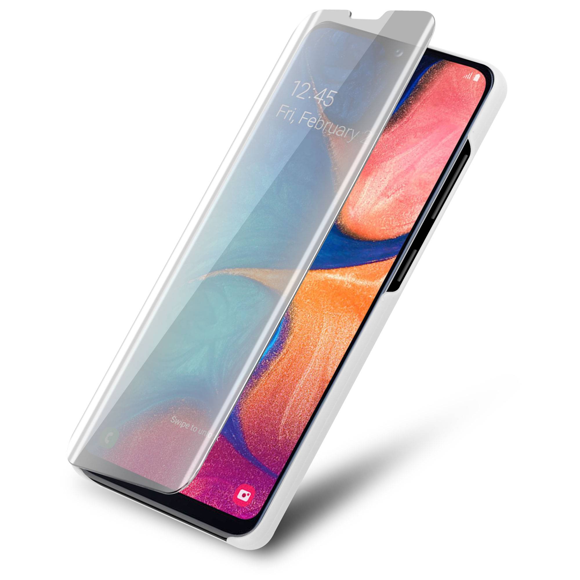 Cadorabo Handyhülle für Samsung Galaxy A10e / A20e in Silber Cover Backcover Schutzhülle Book Case Booklet