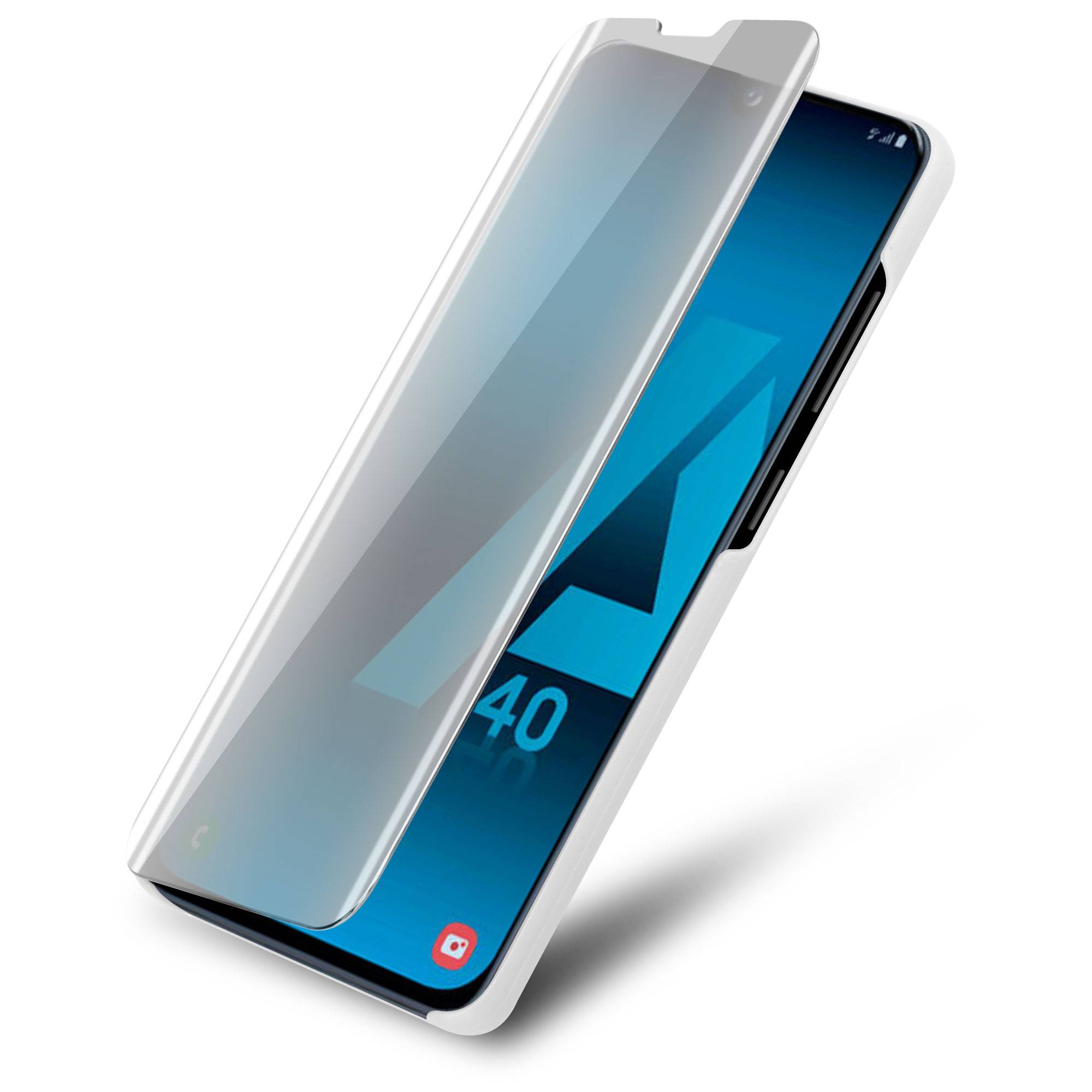 Cadorabo Handyhülle für Samsung Galaxy A40 in Silber Cover Backcover Schutzhülle Book Case Booklet