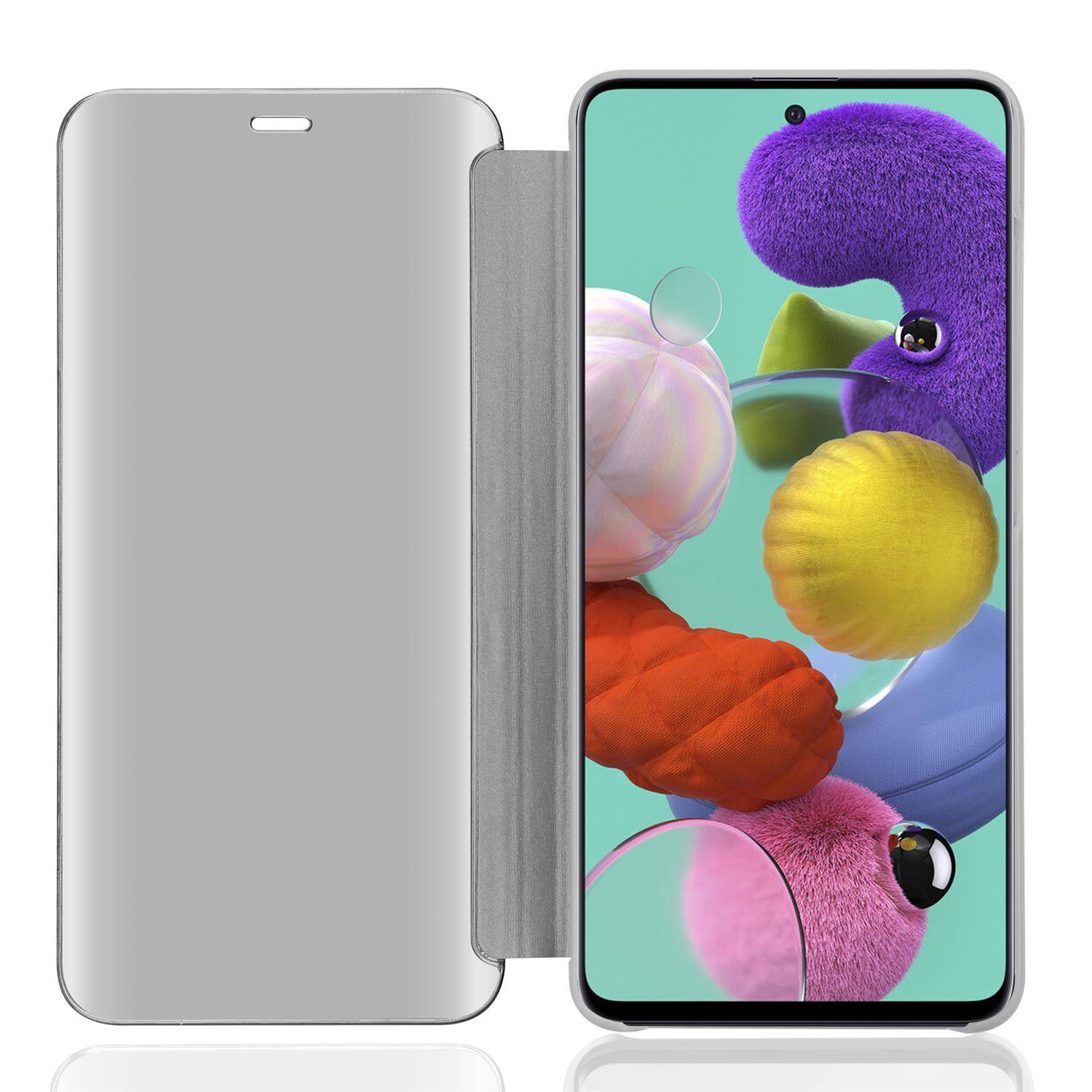 Cadorabo Handyhülle für Samsung Galaxy A51 4G / M40s in Silber Cover Backcover Schutzhülle Book Case Booklet