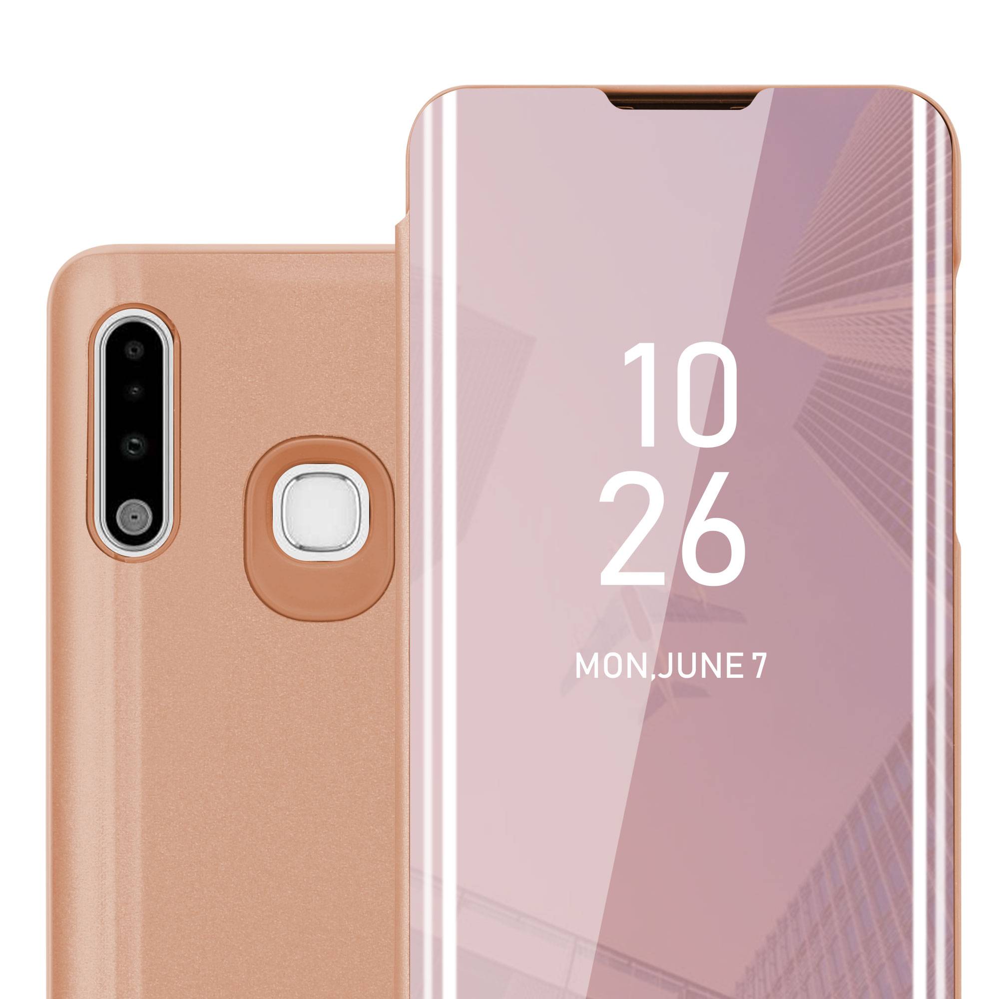 Cadorabo Handyhülle für Samsung Galaxy A70e in Pink Cover Backcover Schutzhülle Book Case Booklet
