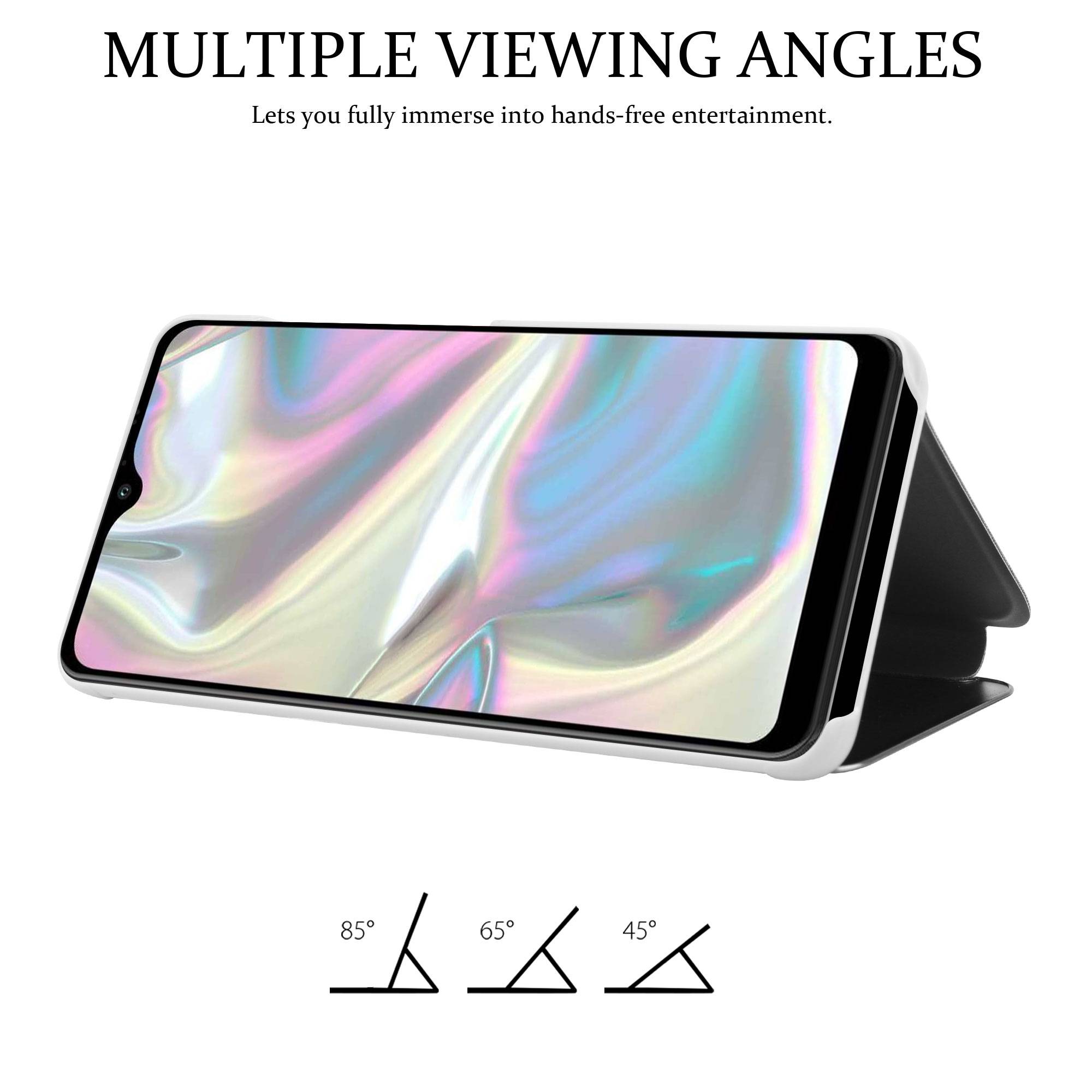 Cadorabo Handyhülle für Samsung Galaxy A70e in Silber Cover Backcover Schutzhülle Book Case Booklet