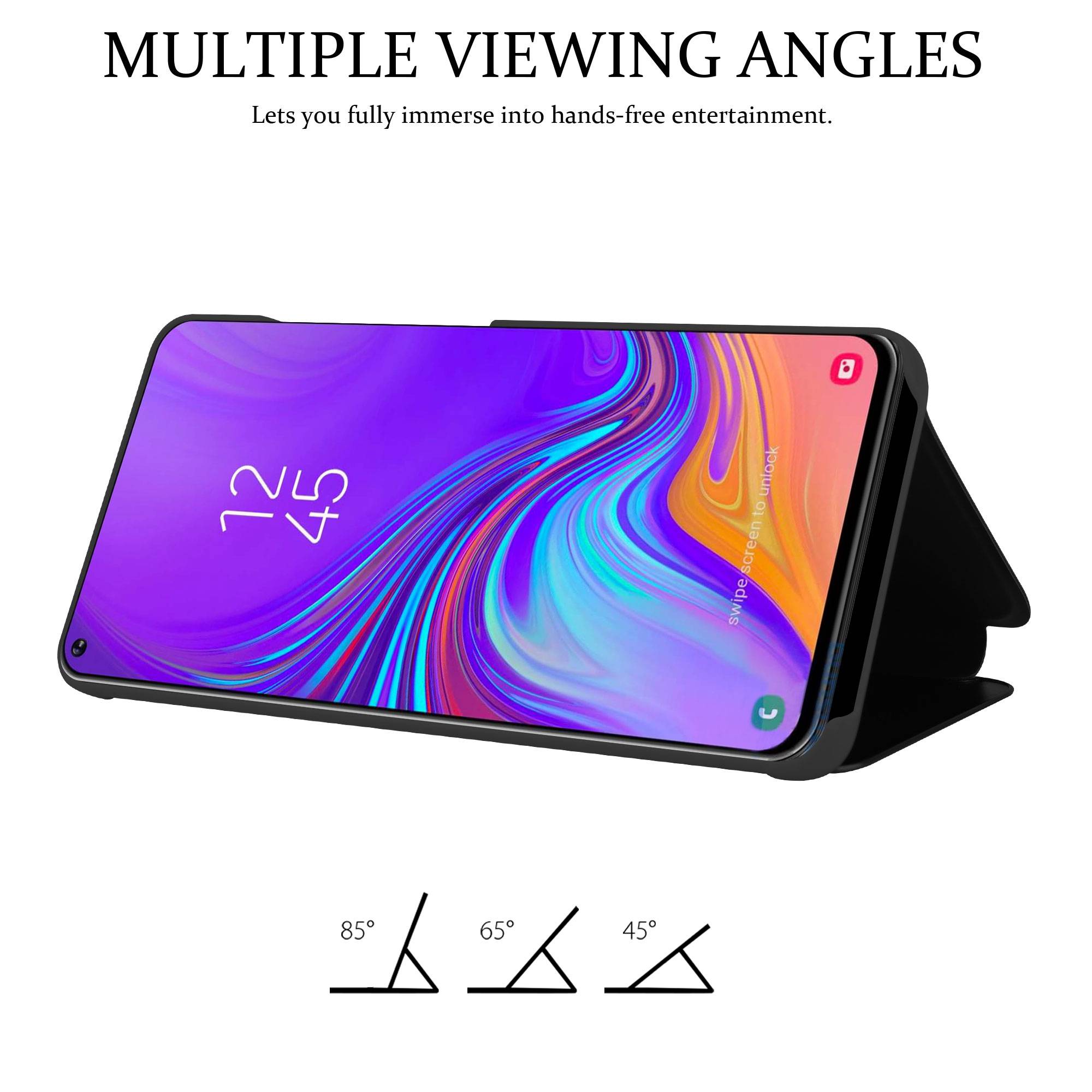 Cadorabo Handyhülle für Samsung Galaxy A8s in Schwarz Cover Backcover Schutzhülle Book Case Booklet