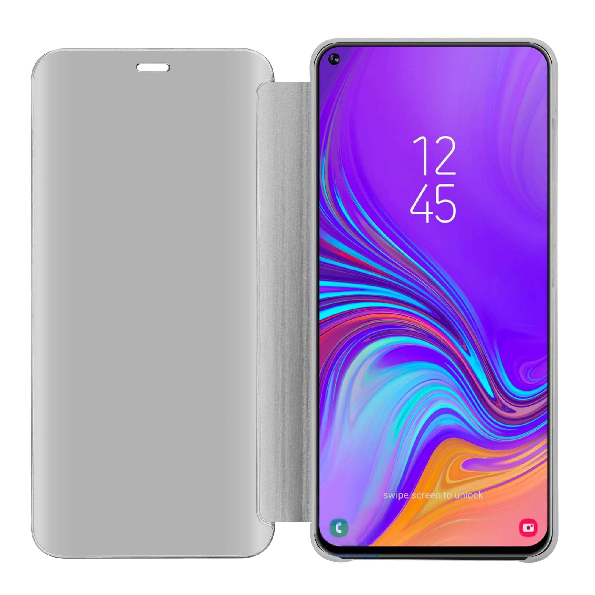 Cadorabo Handyhülle für Samsung Galaxy A8s in Silber Cover Backcover Schutzhülle Book Case Booklet