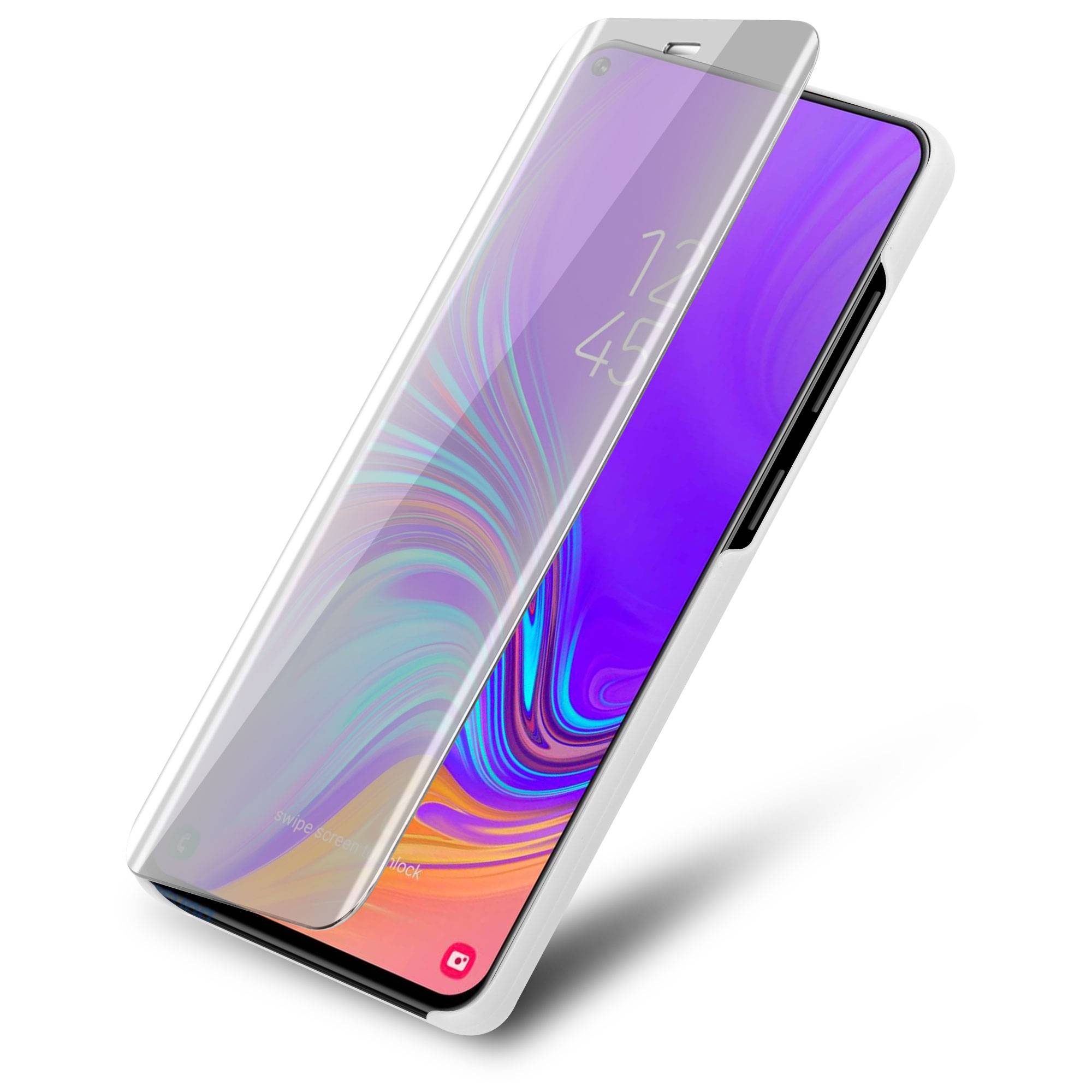 Cadorabo Handyhülle für Samsung Galaxy A8s in Silber Cover Backcover Schutzhülle Book Case Booklet