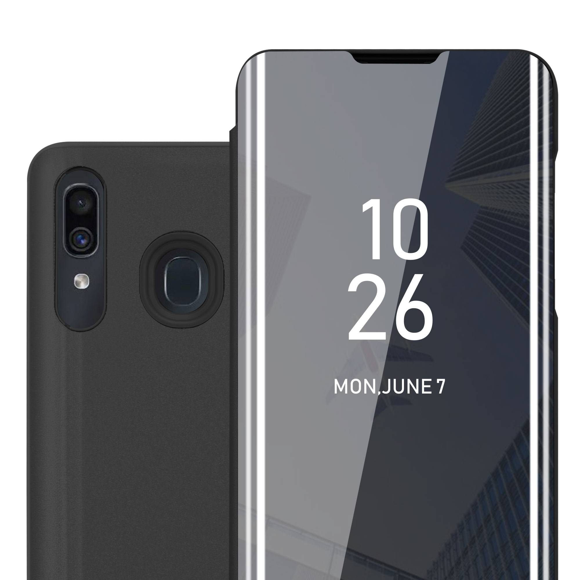 Cadorabo Handyhülle für Samsung Galaxy A20 / A30 / M10s in Schwarz Cover Backcover Schutzhülle Book Case Booklet