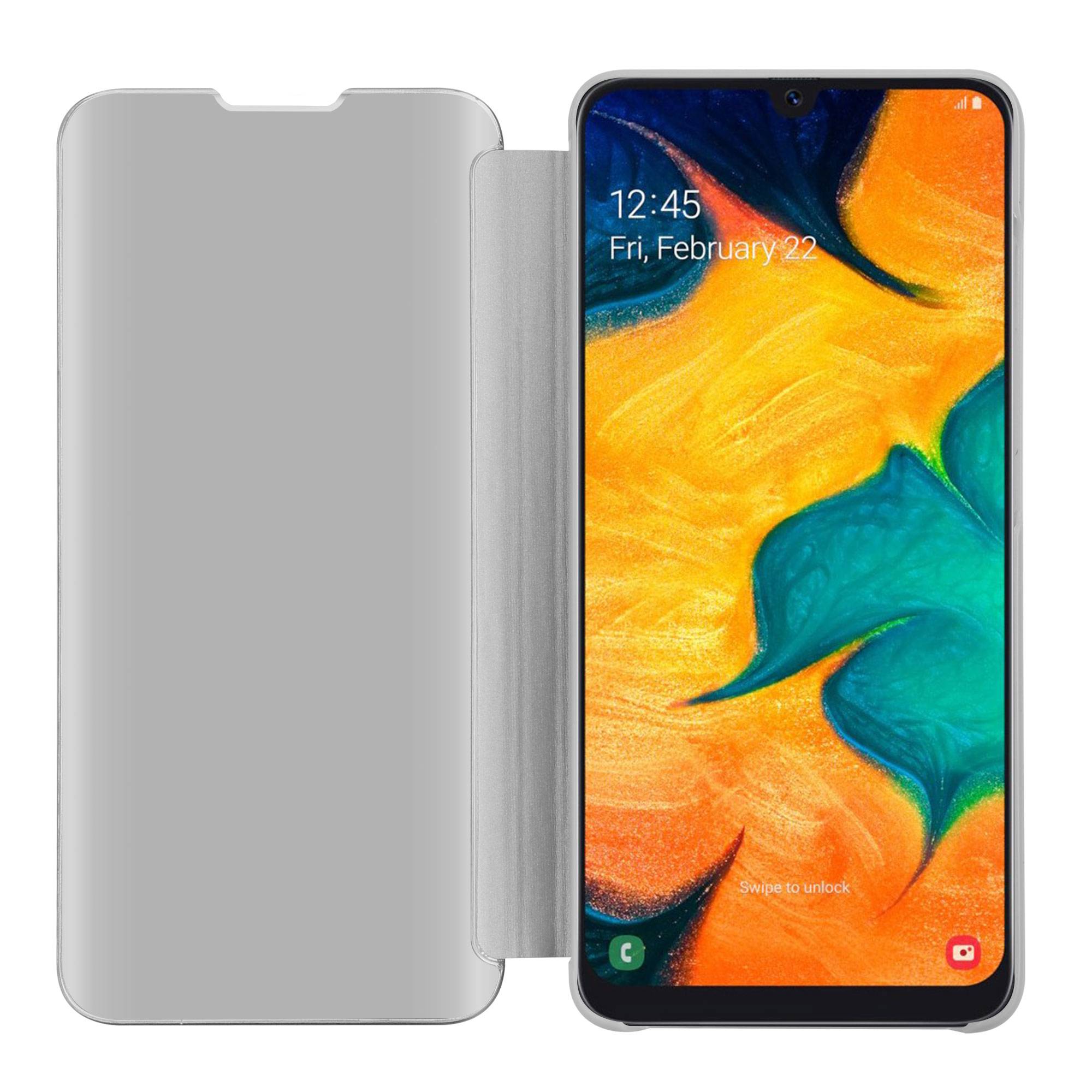 Cadorabo Handyhülle für Samsung Galaxy A20 / A30 / M10s in Silber Cover Backcover Schutzhülle Book Case Booklet