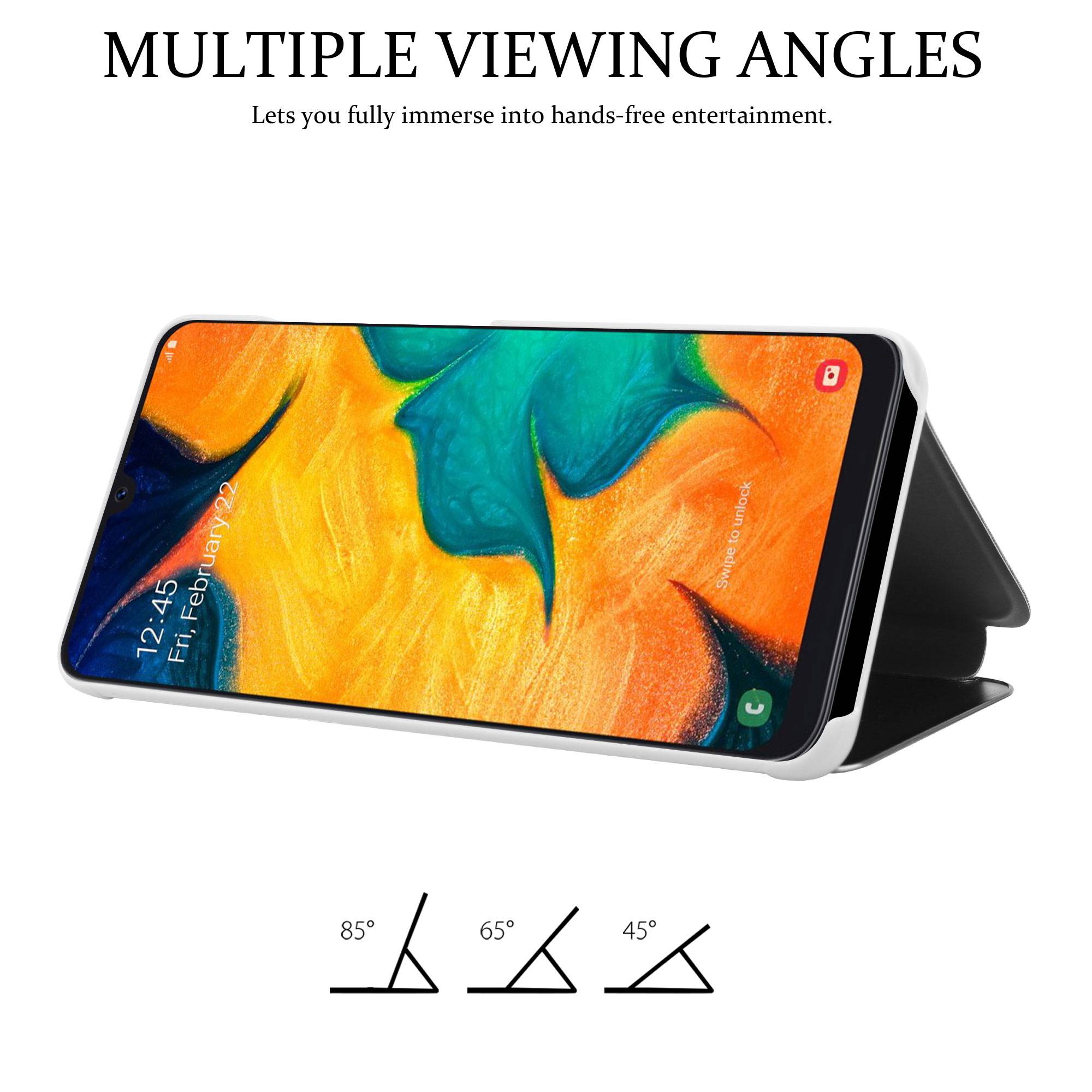 Cadorabo Handyhülle für Samsung Galaxy A20 / A30 / M10s in Silber Cover Backcover Schutzhülle Book Case Booklet