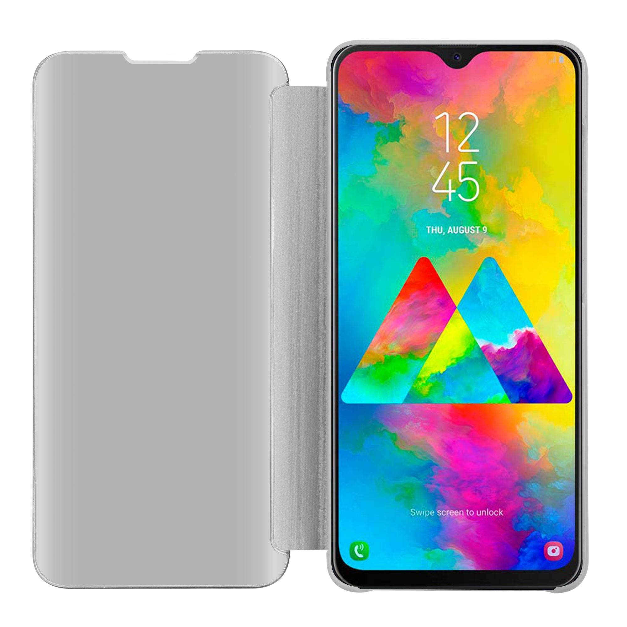 Cadorabo Handyhülle für Samsung Galaxy M20 in Silber Cover Backcover Schutzhülle Book Case Booklet