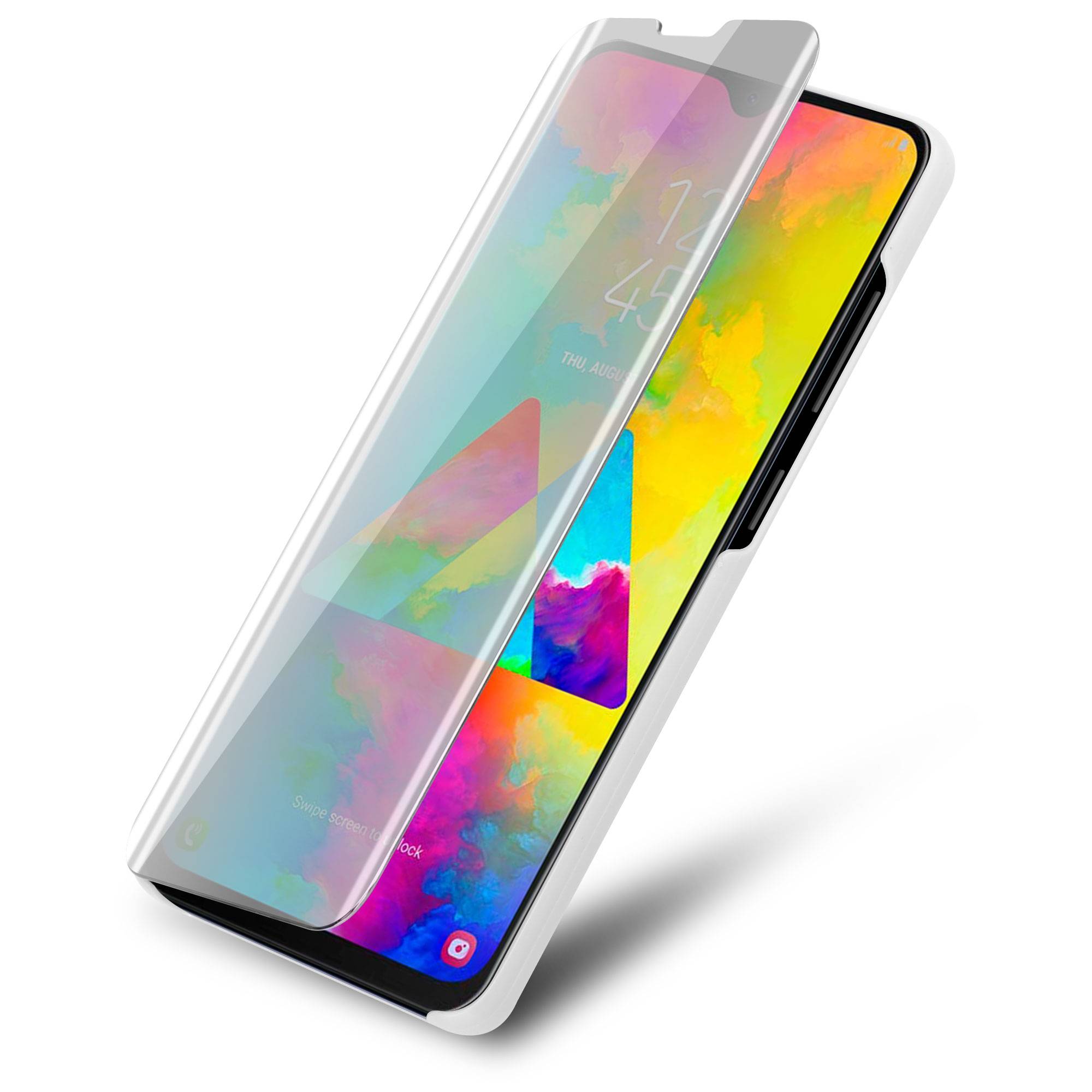 Cadorabo Handyhülle für Samsung Galaxy M20 in Silber Cover Backcover Schutzhülle Book Case Booklet