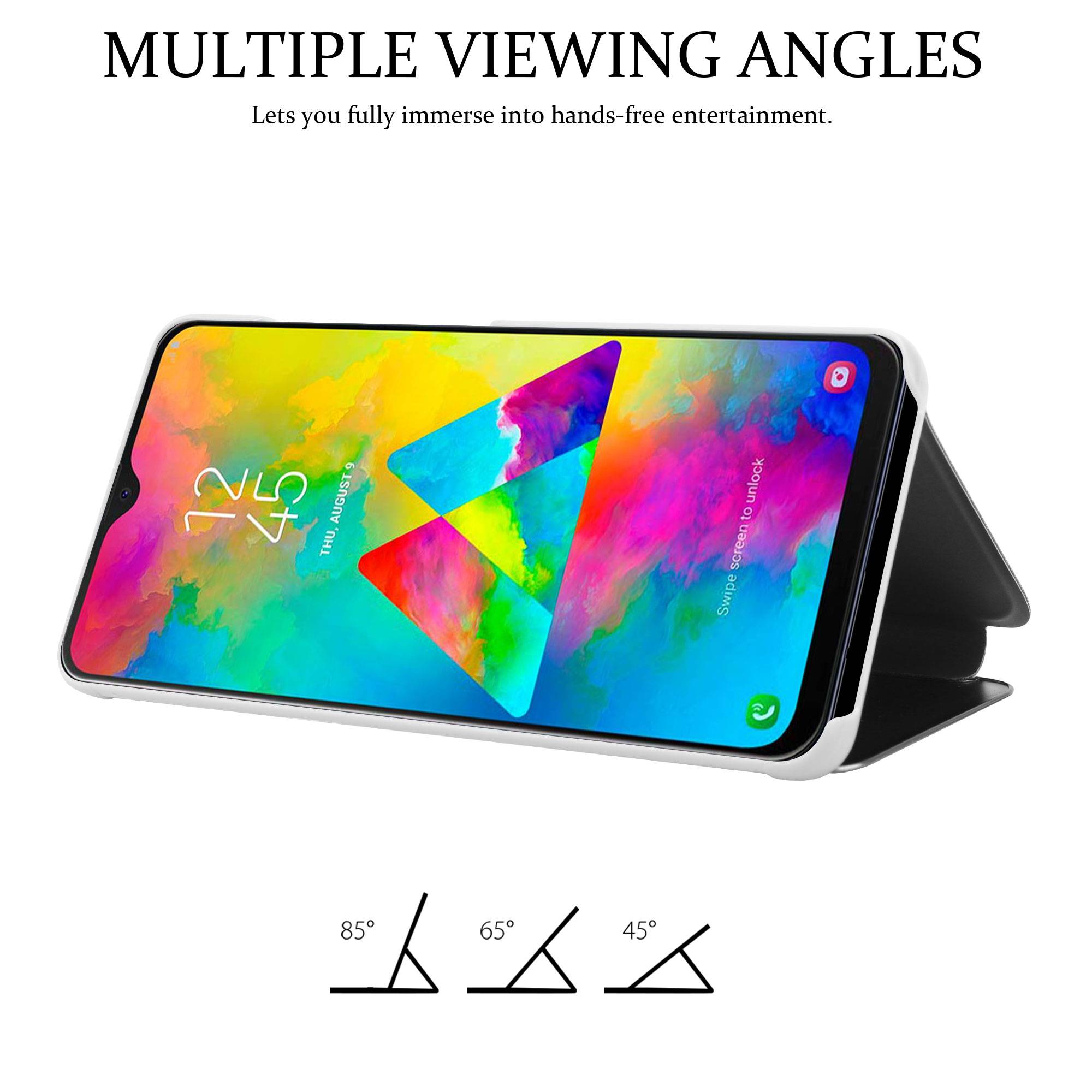 Cadorabo Handyhülle für Samsung Galaxy M20 in Silber Cover Backcover Schutzhülle Book Case Booklet