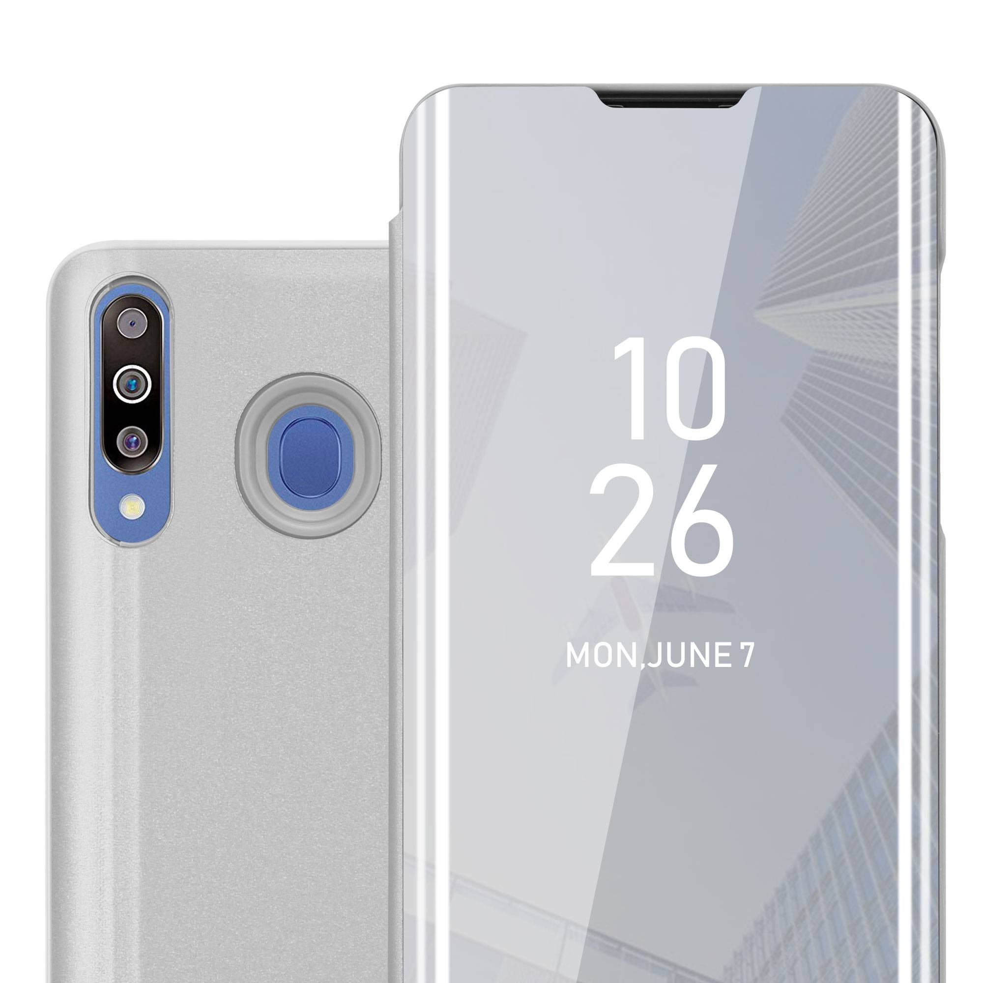 Cadorabo Handyhülle für Samsung Galaxy M30 / A40s in Silber Cover Backcover Schutzhülle Book Case Booklet