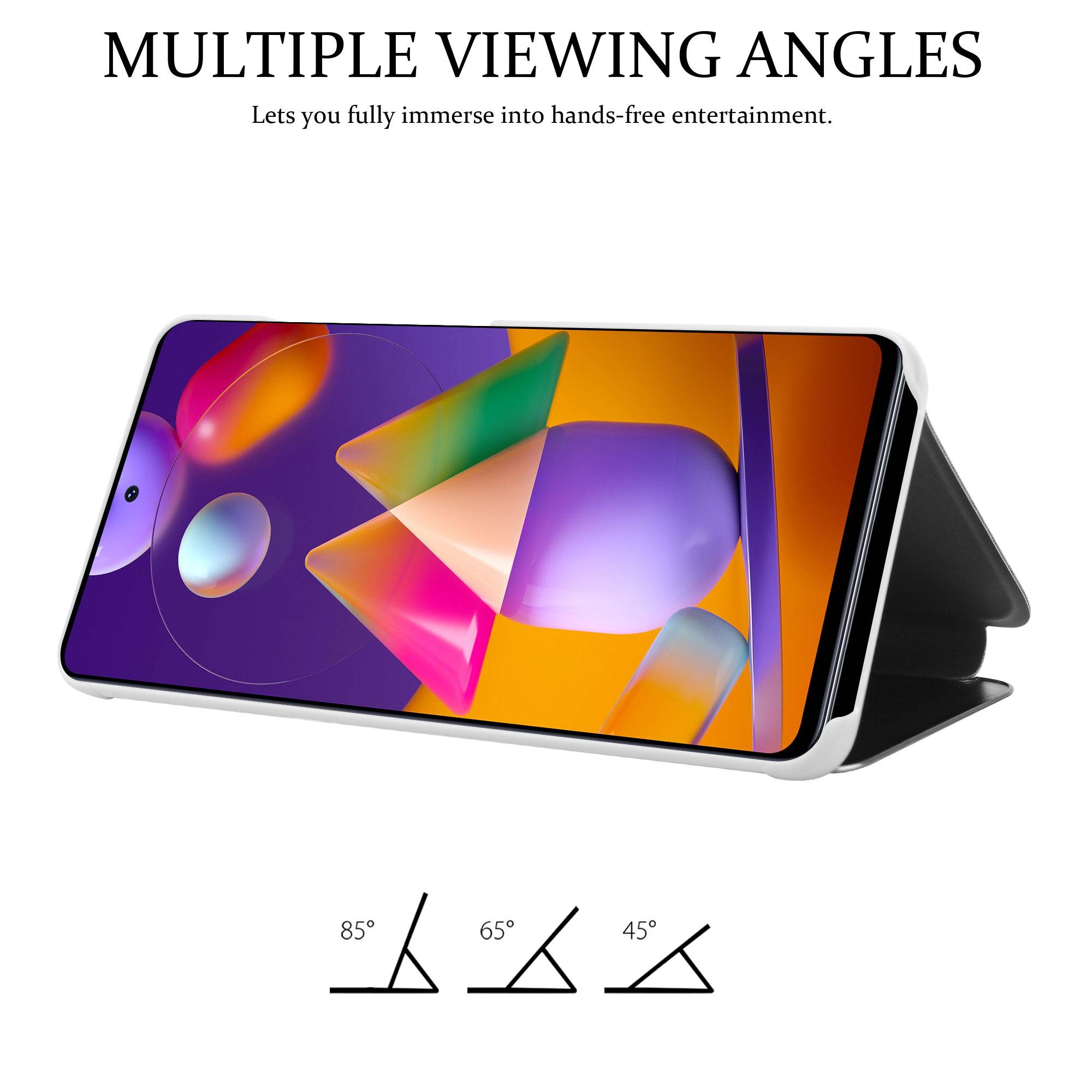 Cadorabo Handyhülle für Samsung Galaxy M31s in Silber Cover Backcover Schutzhülle Book Case Booklet