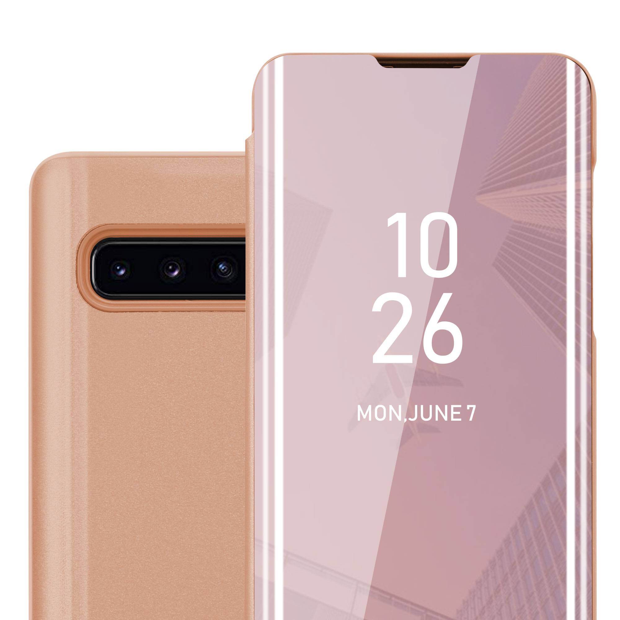 Cadorabo Handyhülle für Samsung Galaxy S10 4G in Pink Cover Backcover Schutzhülle Book Case Booklet