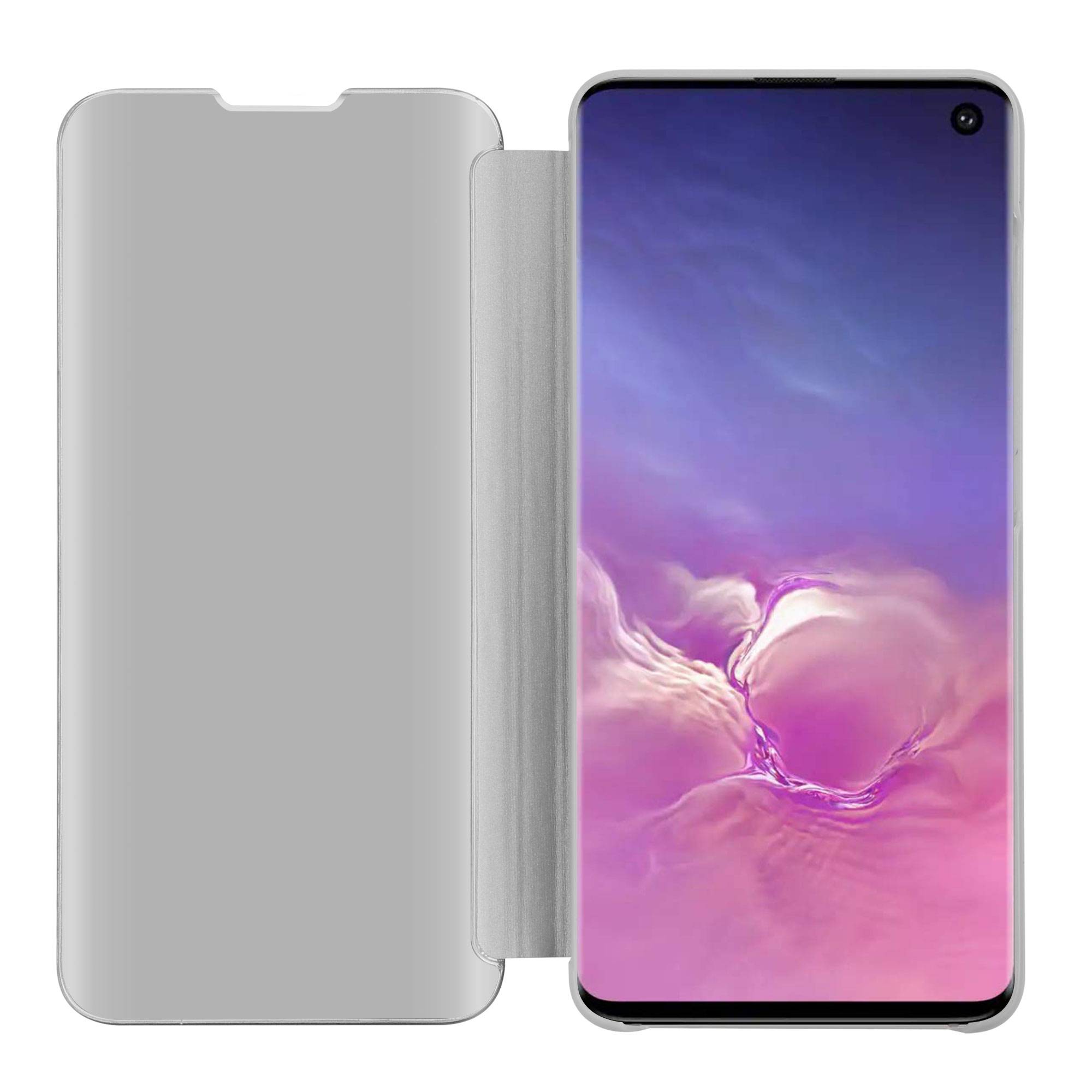 Cadorabo Handyhülle für Samsung Galaxy S10 4G in Silber Cover Backcover Schutzhülle Book Case Booklet