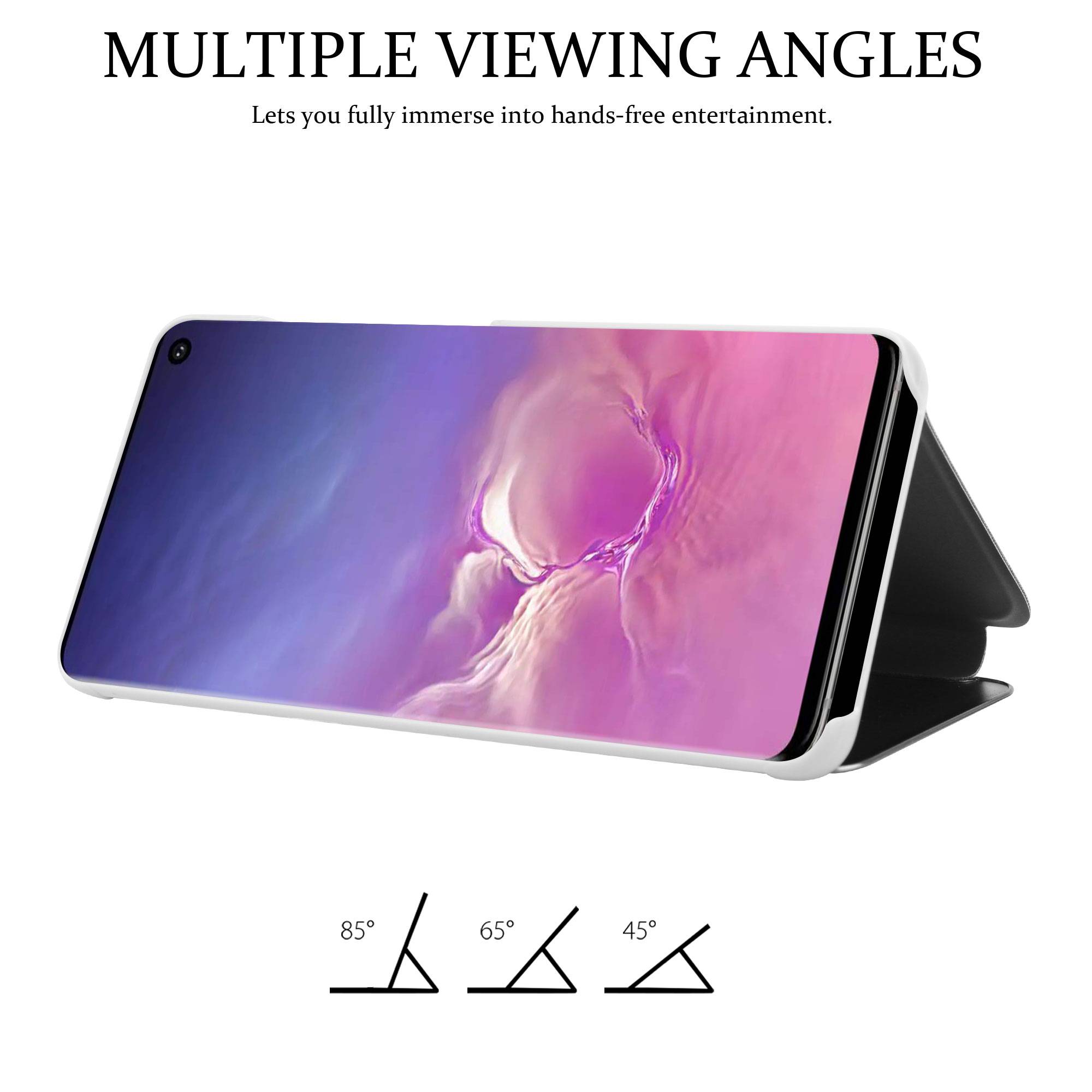 Cadorabo Handyhülle für Samsung Galaxy S10 4G in Silber Cover Backcover Schutzhülle Book Case Booklet