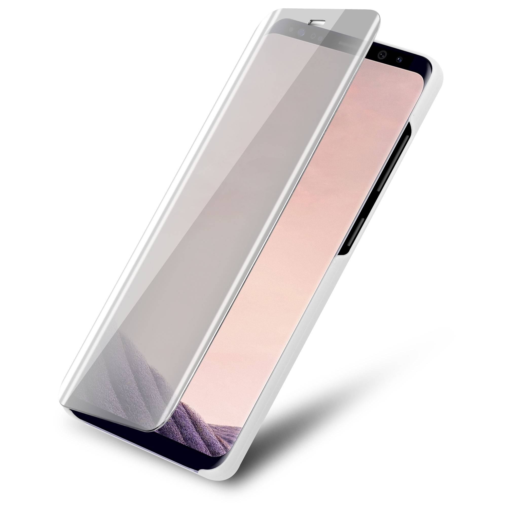 Cadorabo Handyhülle für Samsung Galaxy S8 PLUS in Silber Cover Backcover Schutzhülle Book Case Booklet