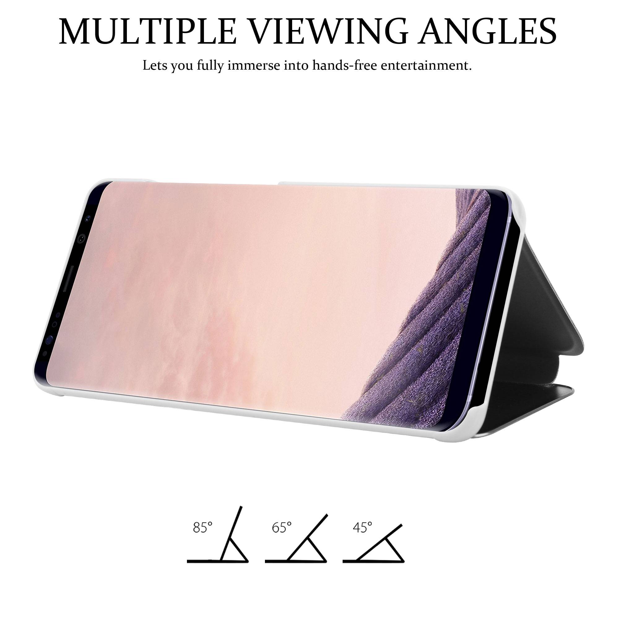 Cadorabo Handyhülle für Samsung Galaxy S8 PLUS in Silber Cover Backcover Schutzhülle Book Case Booklet