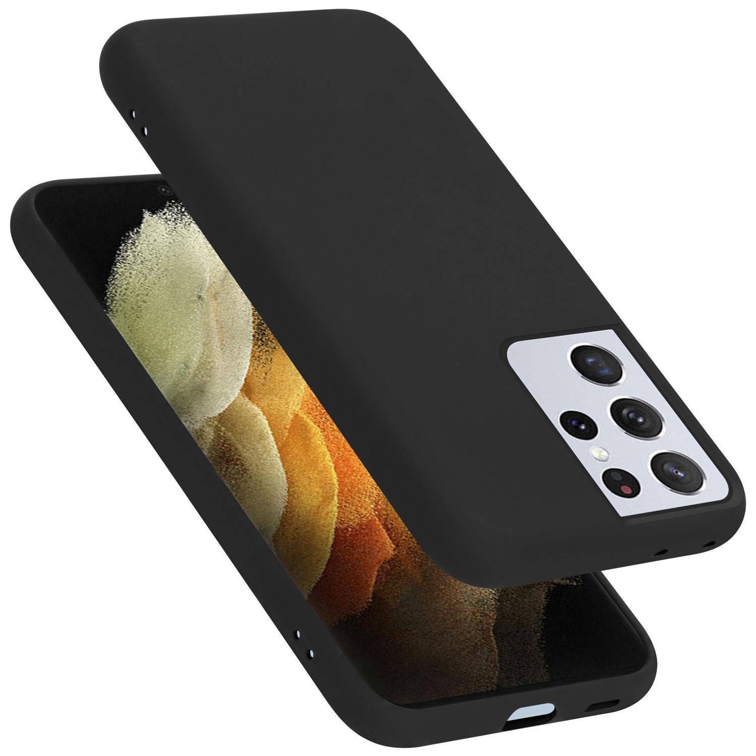 Cadorabo Schutzhülle für Samsung Galaxy S21 ULTRA Hülle in Schwarz Handyhülle Case Cover TPU Etui