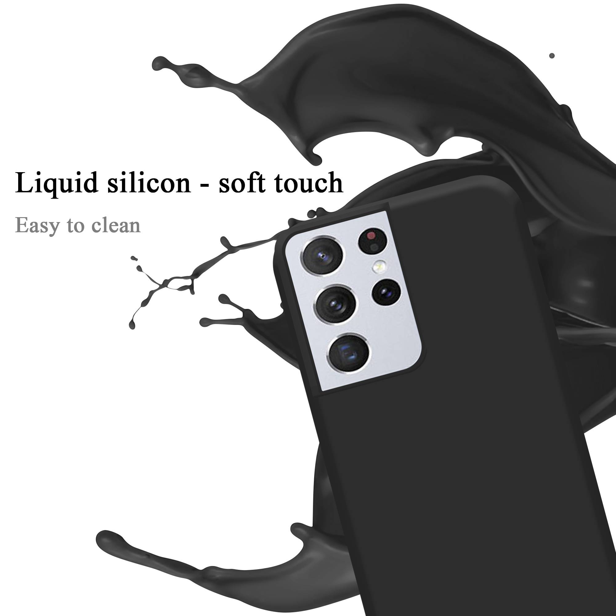 Cadorabo Schutzhülle für Samsung Galaxy S21 ULTRA Hülle in Schwarz Handyhülle Case Cover TPU Etui