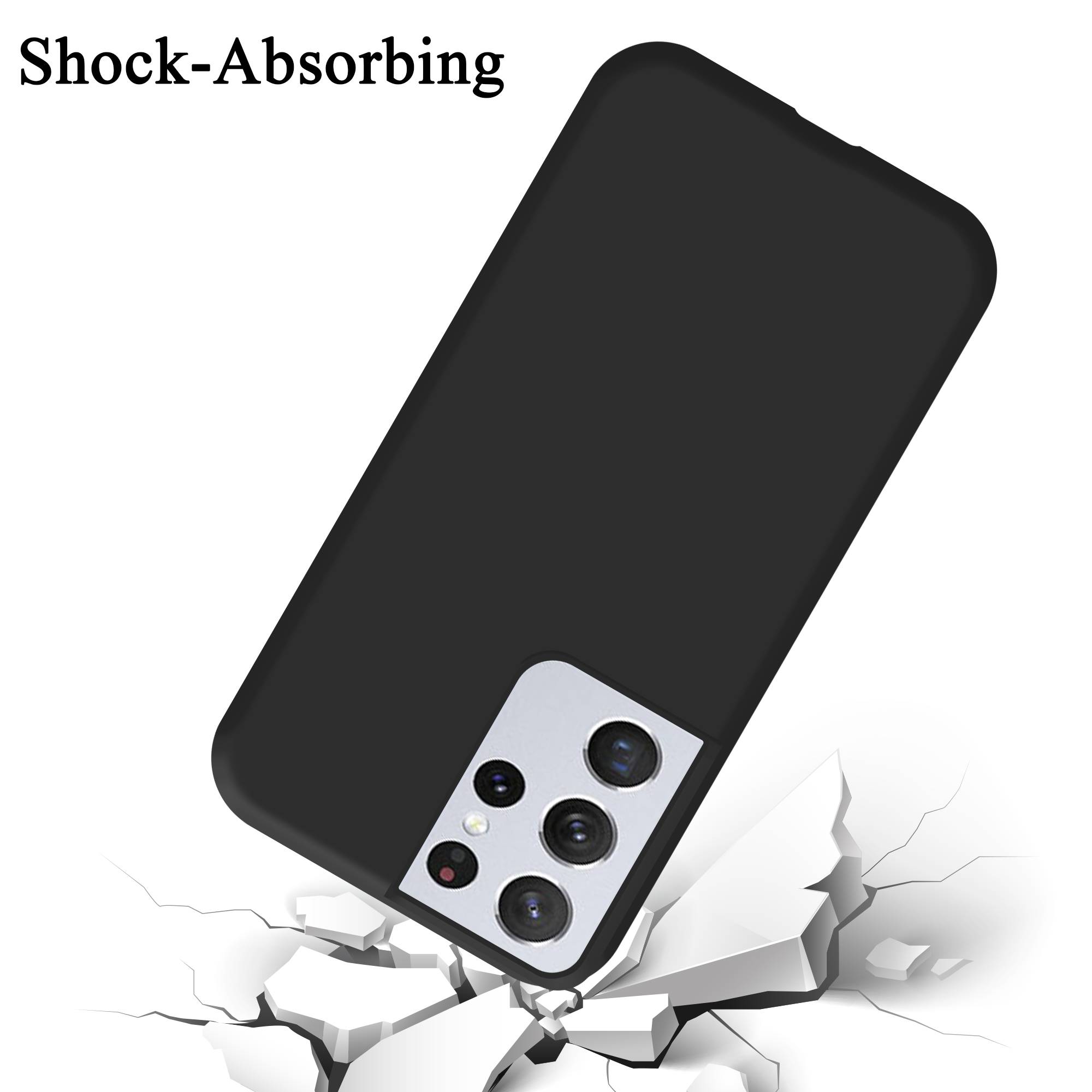 Cadorabo Schutzhülle für Samsung Galaxy S21 ULTRA Hülle in Schwarz Handyhülle Case Cover TPU Etui