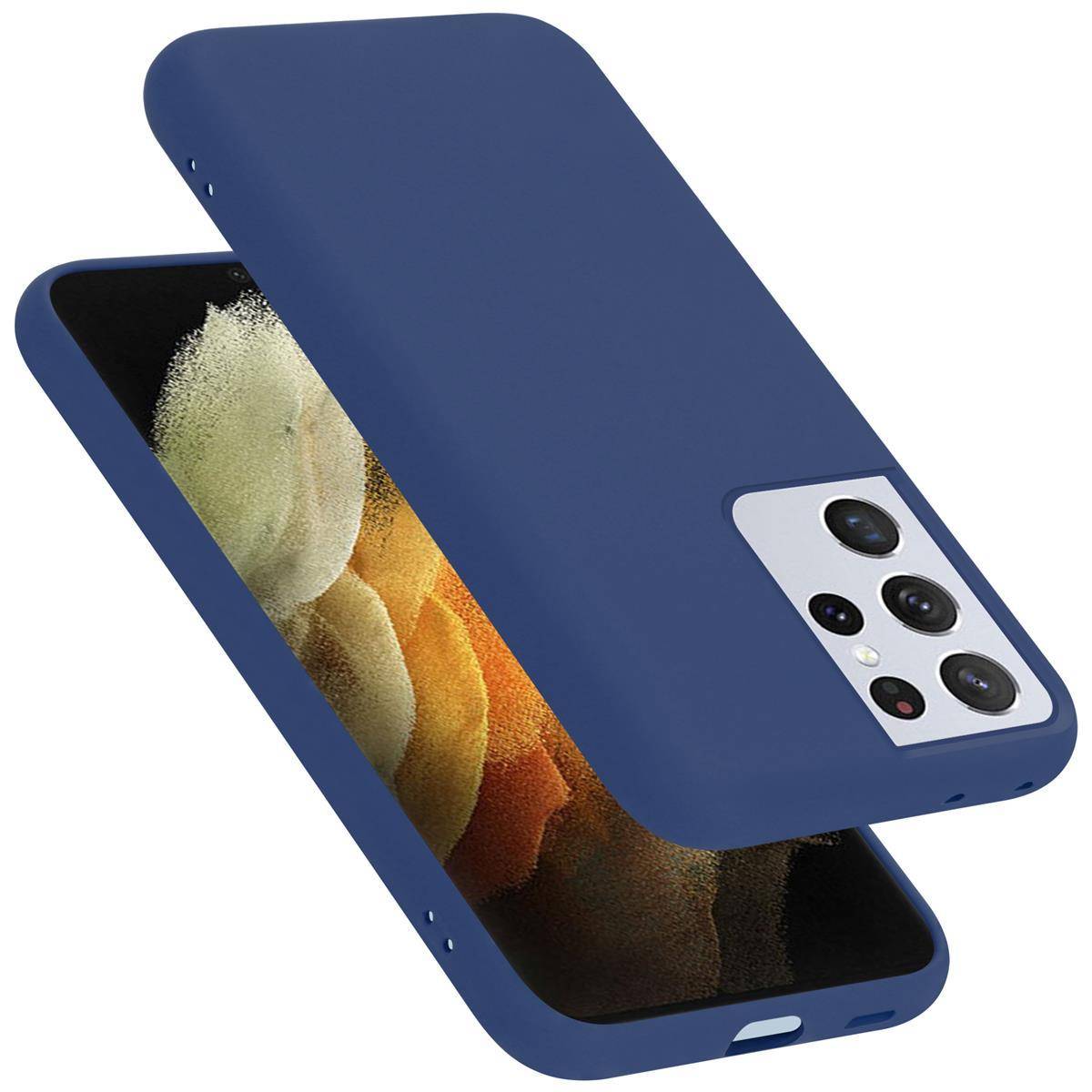 Cadorabo Schutzhülle für Samsung Galaxy S21 ULTRA Hülle in Blau Handyhülle Case Cover TPU Etui