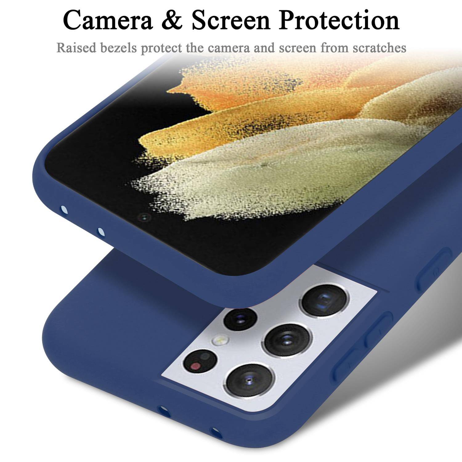 Cadorabo Schutzhülle für Samsung Galaxy S21 ULTRA Hülle in Blau Handyhülle Case Cover TPU Etui