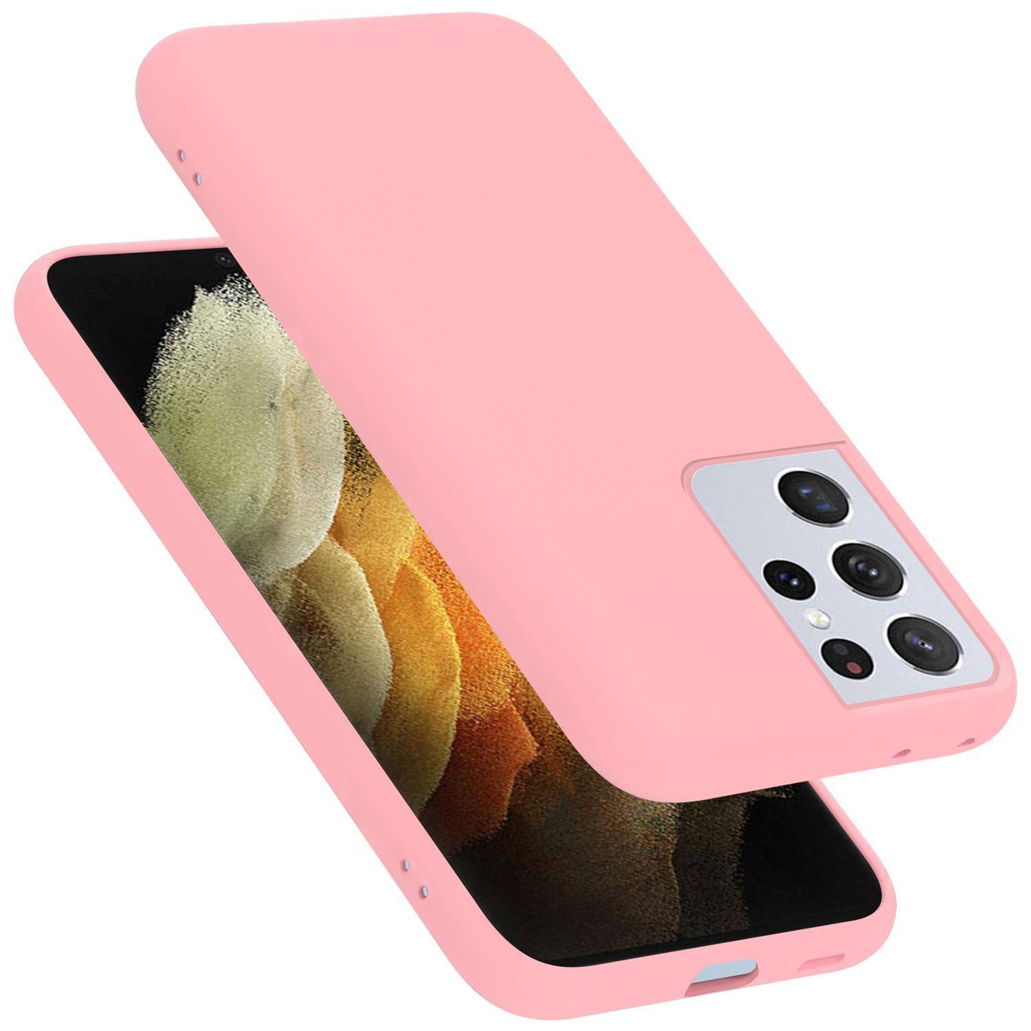 Cadorabo Schutzhülle für Samsung Galaxy S21 ULTRA Hülle in Rosa Handyhülle Case Cover TPU Etui