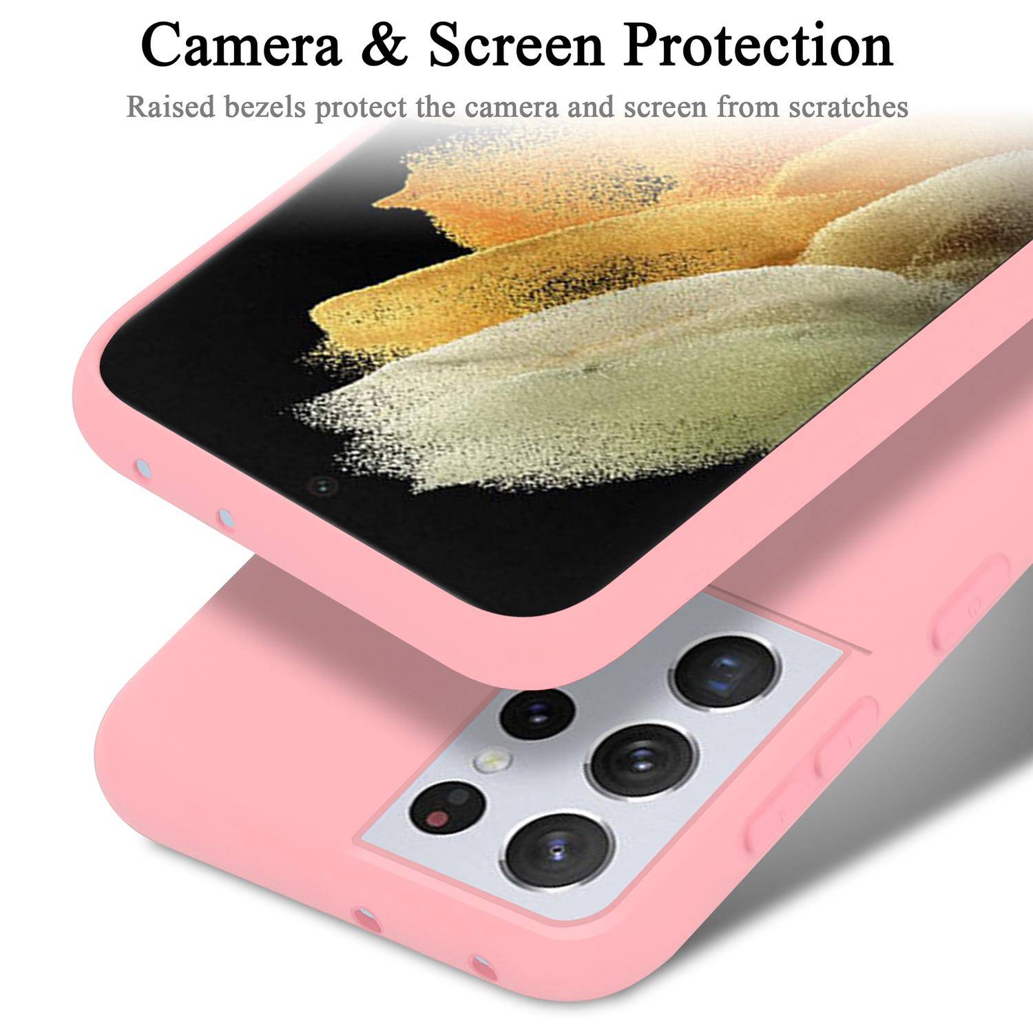 Cadorabo Schutzhülle für Samsung Galaxy S21 ULTRA Hülle in Rosa Handyhülle Case Cover TPU Etui
