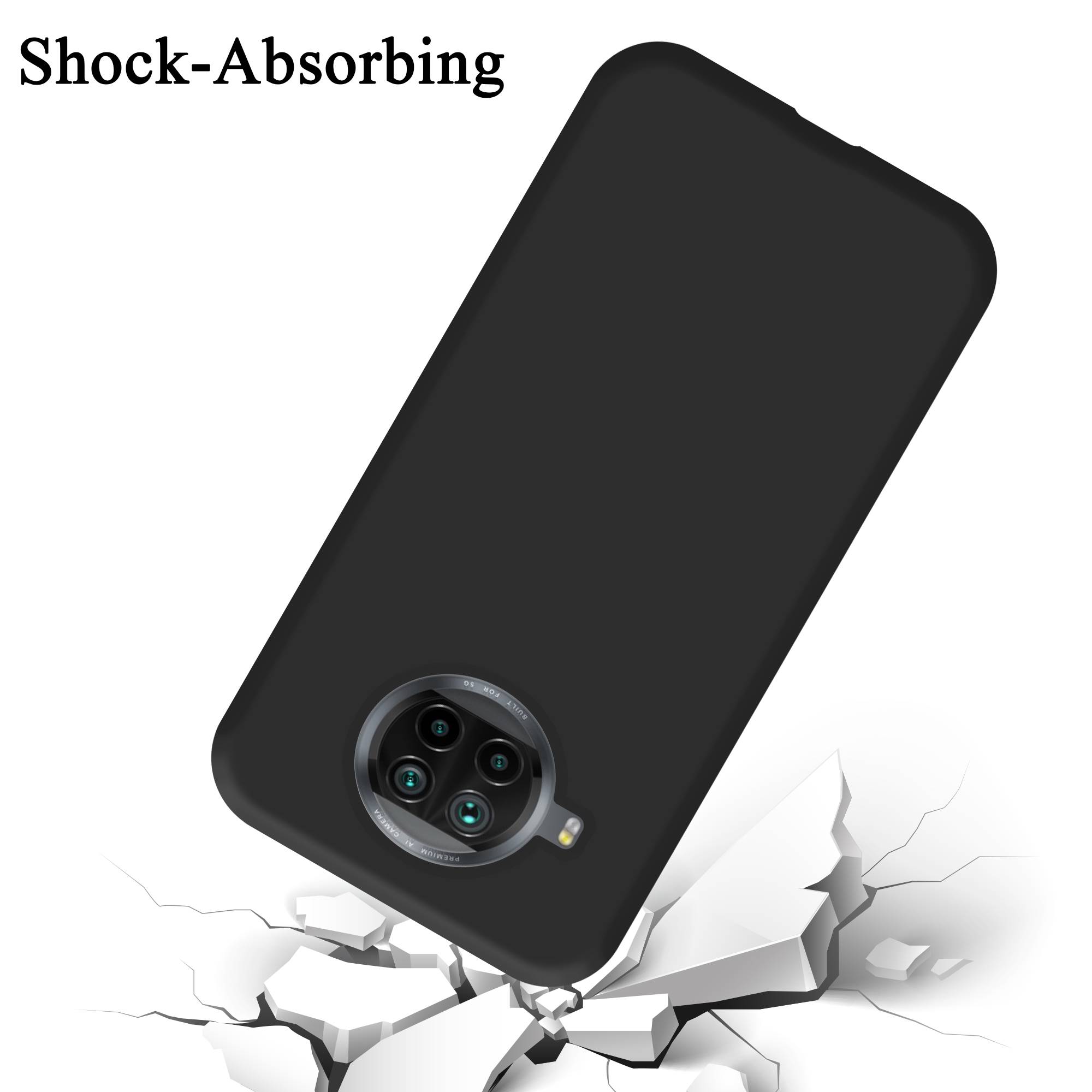 Cadorabo Schutzhülle für Xiaomi Mi 10T LITE Hülle in Schwarz Handyhülle Case Cover TPU Etui