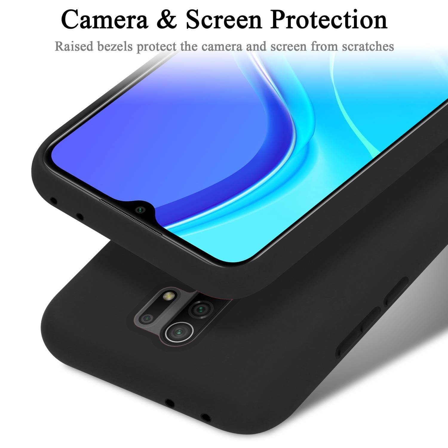 Cadorabo Schutzhülle für Xiaomi RedMi 9 Hülle in Schwarz Handyhülle Case Cover TPU Etui
